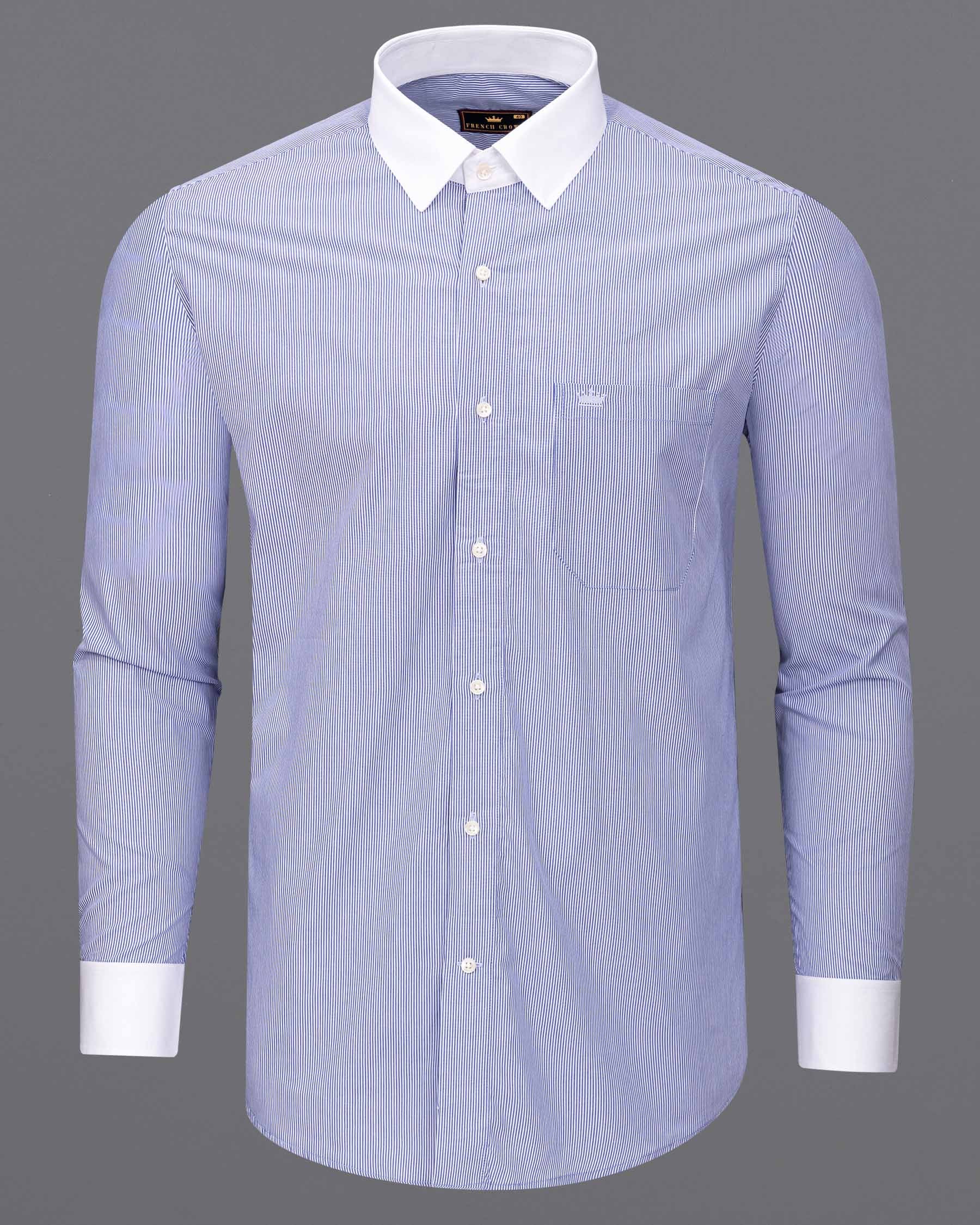 Wild Blue Yonder Pin Striped With White Collar Premium Cotton Shirt 6118-WCC-38, 6118-WCC-H-38, 6118-WCC-39, 6118-WCC-H-39, 6118-WCC-40, 6118-WCC-H-40, 6118-WCC-42, 6118-WCC-H-42, 6118-WCC-44, 6118-WCC-H-44, 6118-WCC-46, 6118-WCC-H-46, 6118-WCC-48, 6118-WCC-H-48, 6118-WCC-50, 6118-WCC-H-50, 6118-WCC-52, 6118-WCC-H-52