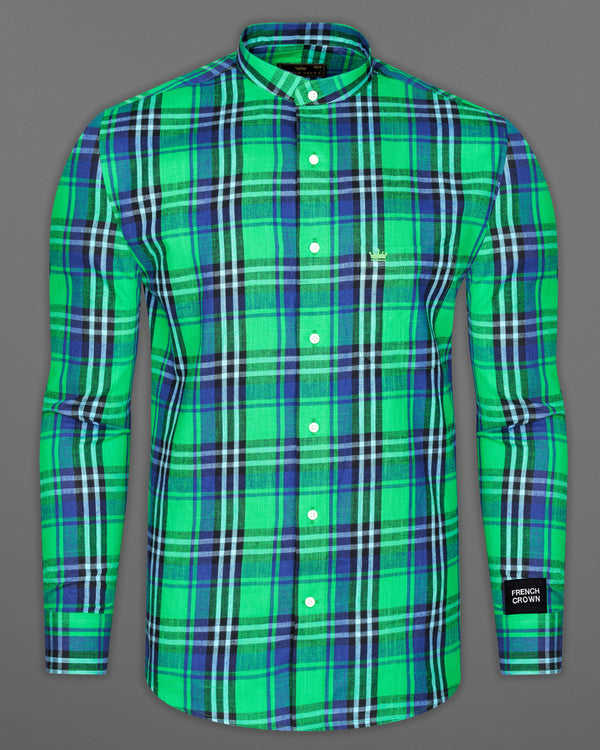 Dark Mint Green with Cerulean Blue Plaid Luxurious Linen Designer Shirt 6121-M-E046-38, 6121-M-E046-H-38, 6121-M-E046-39, 6121-M-E046-H-39, 6121-M-E046-40, 6121-M-E046-H-40, 6121-M-E046-42, 6121-M-E046-H-42, 6121-M-E046-44, 6121-M-E046-H-44, 6121-M-E046-46, 6121-M-E046-H-46, 6121-M-E046-48, 6121-M-E046-H-48, 6121-M-E046-50, 6121-M-E046-H-50, 6121-M-E046-52, 6121-M-E046-H-52