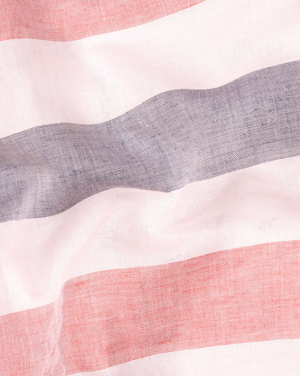 Illusion Pink and White Striped Luxurious Linen Shirt
