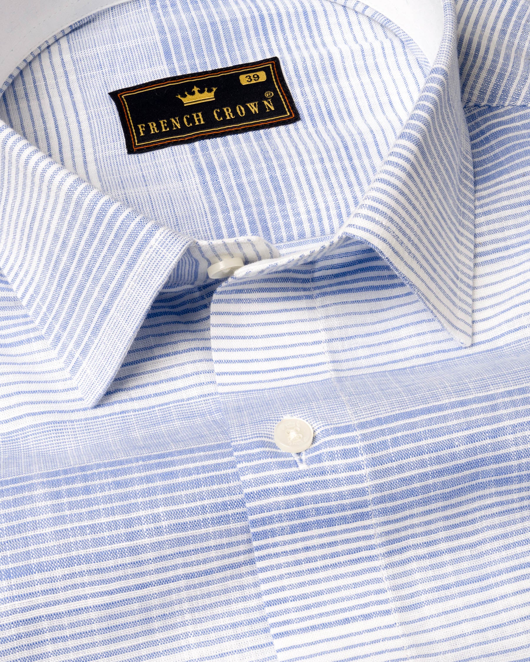 Blue Bell and White Striped Luxurious Linen Shirt 6162-CP-38, 6162-CP-H-38, 6162-CP-39, 6162-CP-H-39, 6162-CP-40, 6162-CP-H-40, 6162-CP-42, 6162-CP-H-42, 6162-CP-44, 6162-CP-H-44, 6162-CP-46, 6162-CP-H-46, 6162-CP-48, 6162-CP-H-48, 6162-CP-50, 6162-CP-H-50, 6162-CP-52, 6162-CP-H-52