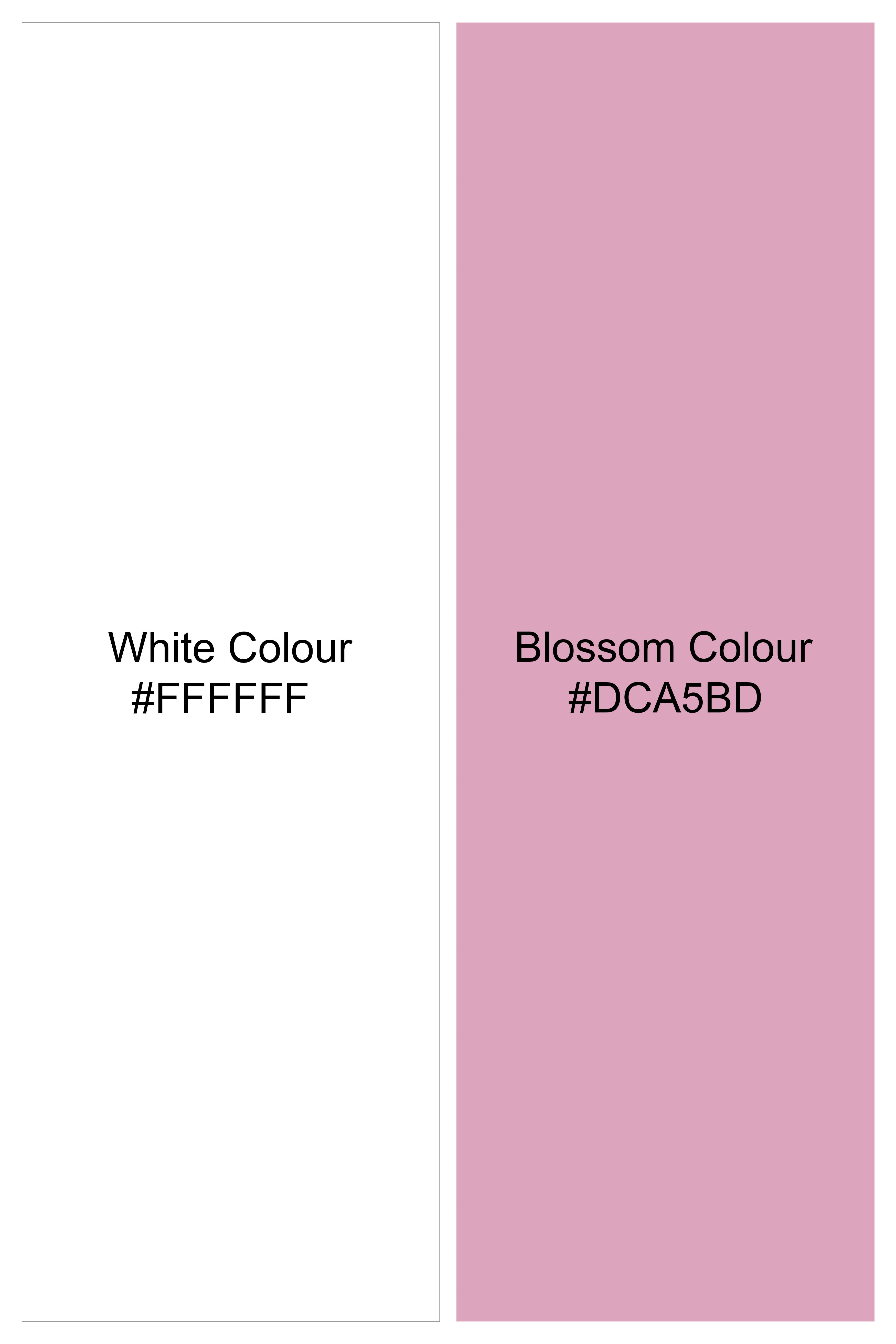 Blossom Pink and White Hand Painted Twill Premium Cotton Designer Shirt
