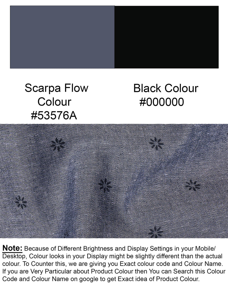 Scarpa Flow Grey Flora Printed Chambray Textured Premium Cotton Shirt 6262-BLK-38, 6262-BLK-H-38, 6262-BLK-39, 6262-BLK-H-39, 6262-BLK-40, 6262-BLK-H-40, 6262-BLK-42, 6262-BLK-H-42, 6262-BLK-44, 6262-BLK-H-44, 6262-BLK-46, 6262-BLK-H-46, 6262-BLK-48, 6262-BLK-H-48, 6262-BLK-50, 6262-BLK-H-50, 6262-BLK-52, 6262-BLK-H-52