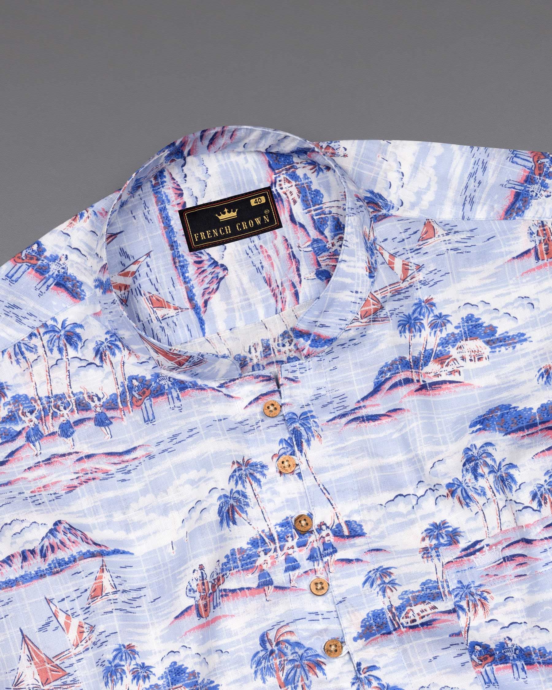 Hawkes and Havelock Blue Tropical Printed Luxurious Linen Kurta Shirt 6275-KS-38, 6275-KS-H-38, 6275-KS-39, 6275-KS-H-39, 6275-KS-40, 6275-KS-H-40, 6275-KS-42, 6275-KS-H-42, 6275-KS-44, 6275-KS-H-44, 6275-KS-46, 6275-KS-H-46, 6275-KS-48, 6275-KS-H-48, 6275-KS-50, 6275-KS-H-50, 6275-KS-52, 6275-KS-H-52