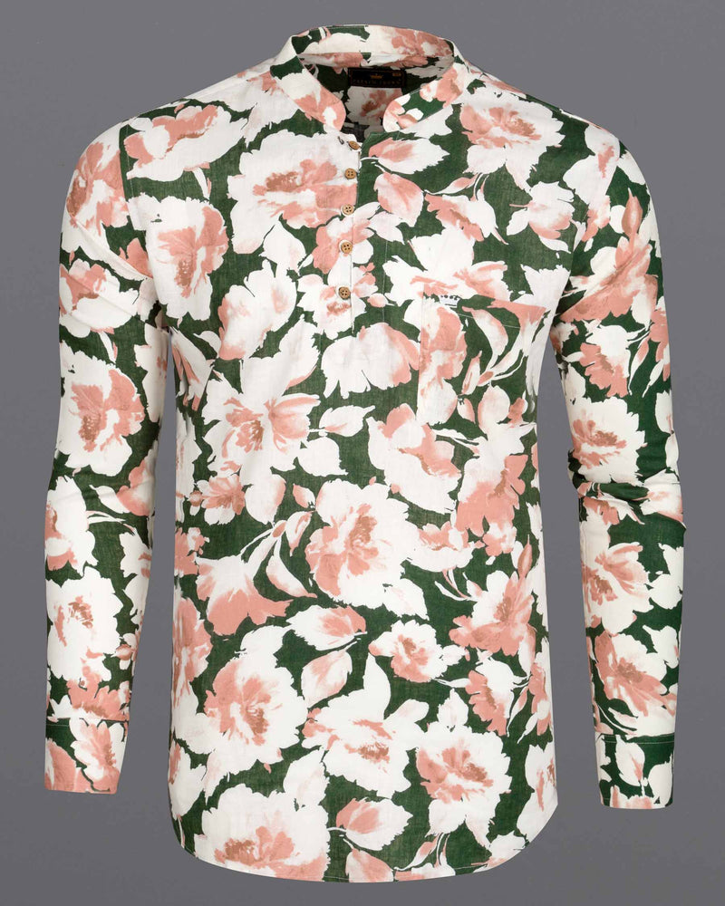 Siam Green Floral Printed Luxurious Linen Kurta Shirt 6282-KS-38, 6282-KS-H-38, 6282-KS-39, 6282-KS-H-39, 6282-KS-40, 6282-KS-H-40, 6282-KS-42, 6282-KS-H-42, 6282-KS-44, 6282-KS-H-44, 6282-KS-46, 6282-KS-H-46, 6282-KS-48, 6282-KS-H-48, 6282-KS-50, 6282-KS-H-50, 6282-KS-52, 6282-KS-H-52