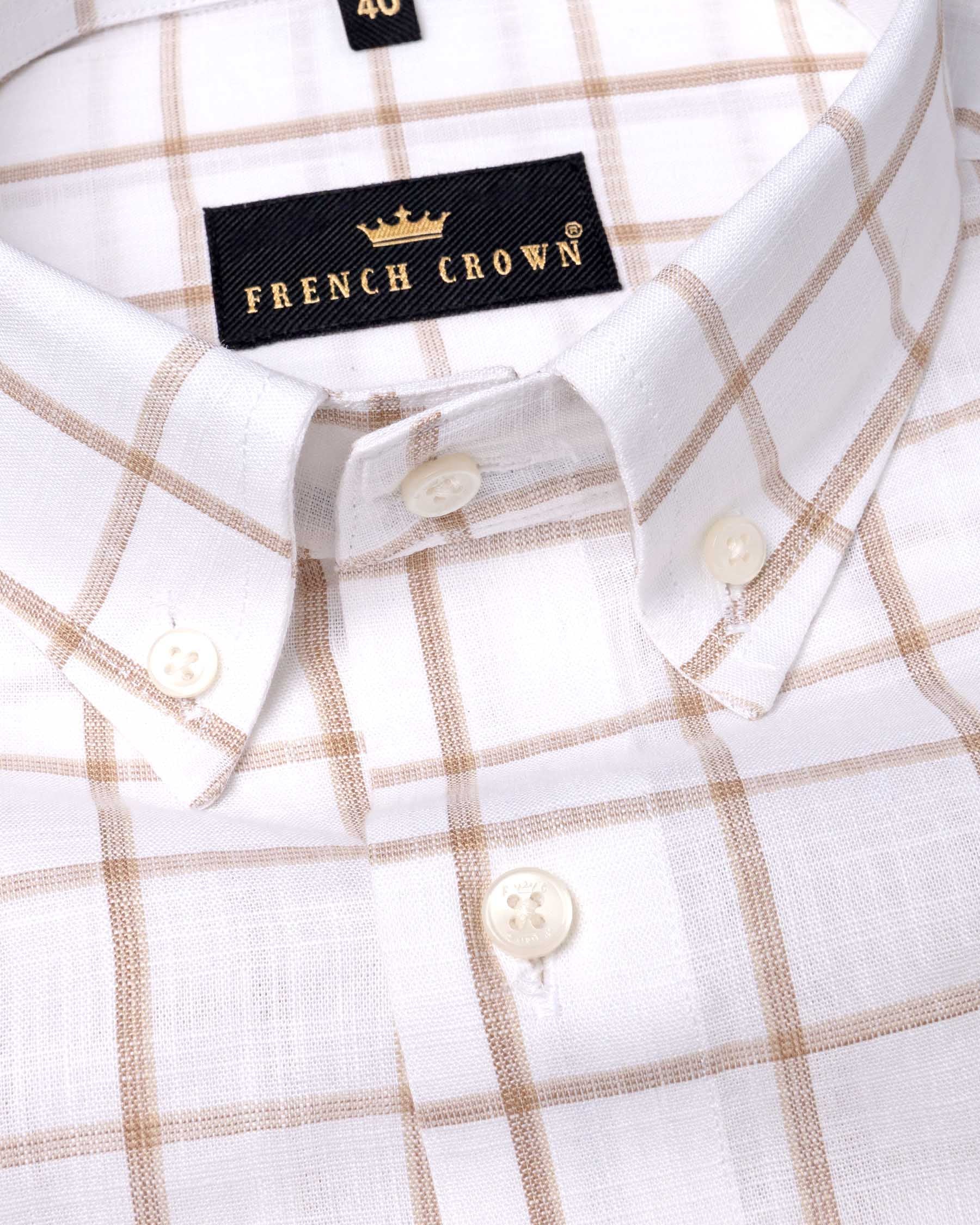 Bright white with brown Windowpane Luxurious Linen shirt 6287-BD-38, 6287-BD-H-38, 6287-BD-39, 6287-BD-H-39, 6287-BD-40, 6287-BD-H-40, 6287-BD-42, 6287-BD-H-42, 6287-BD-44, 6287-BD-H-44, 6287-BD-46, 6287-BD-H-46, 6287-BD-48, 6287-BD-H-48, 6287-BD-50, 6287-BD-H-50, 6287-BD-52, 6287-BD-H-52
