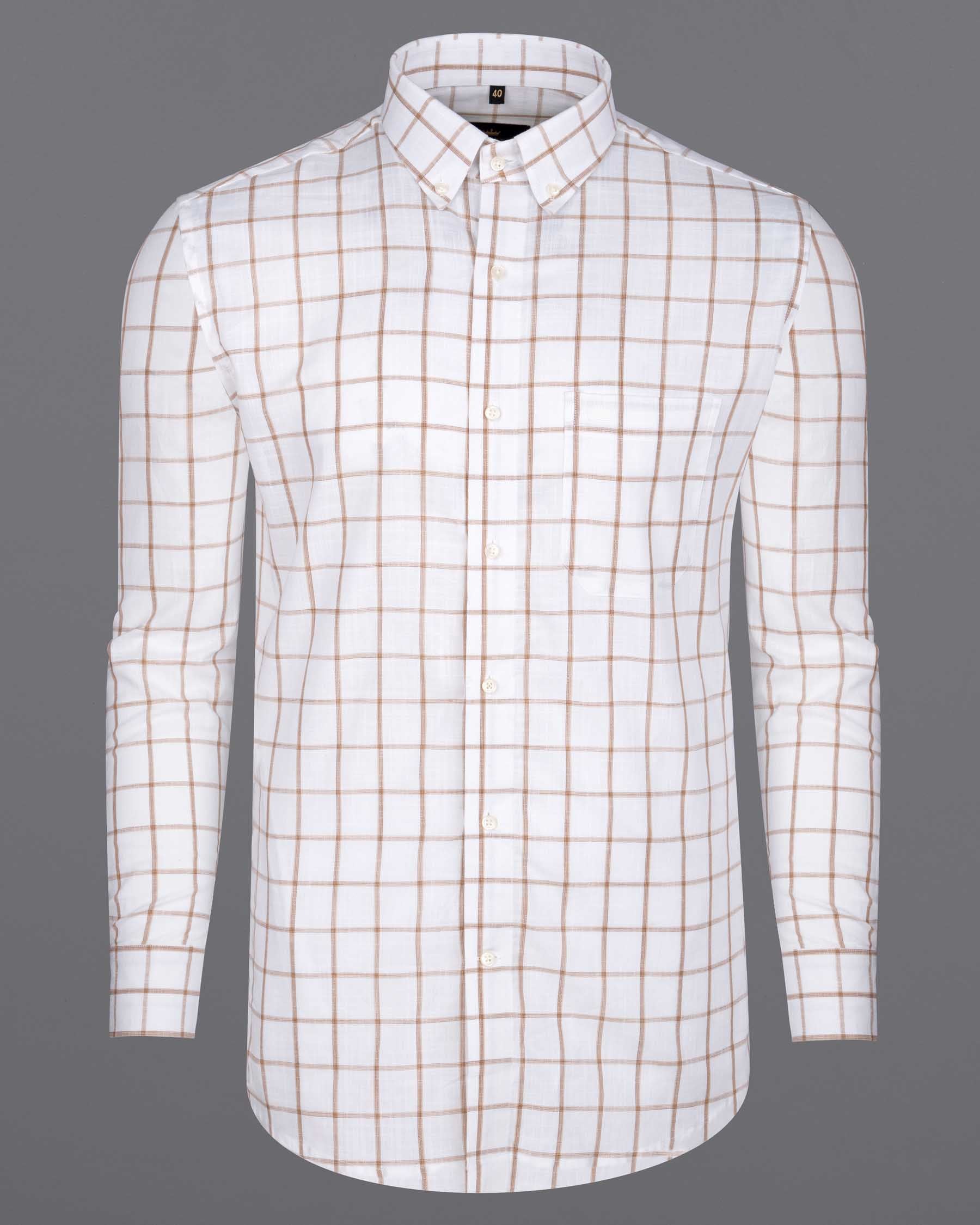 Bright white with brown Windowpane Luxurious Linen shirt 6287-BD-38, 6287-BD-H-38, 6287-BD-39, 6287-BD-H-39, 6287-BD-40, 6287-BD-H-40, 6287-BD-42, 6287-BD-H-42, 6287-BD-44, 6287-BD-H-44, 6287-BD-46, 6287-BD-H-46, 6287-BD-48, 6287-BD-H-48, 6287-BD-50, 6287-BD-H-50, 6287-BD-52, 6287-BD-H-52