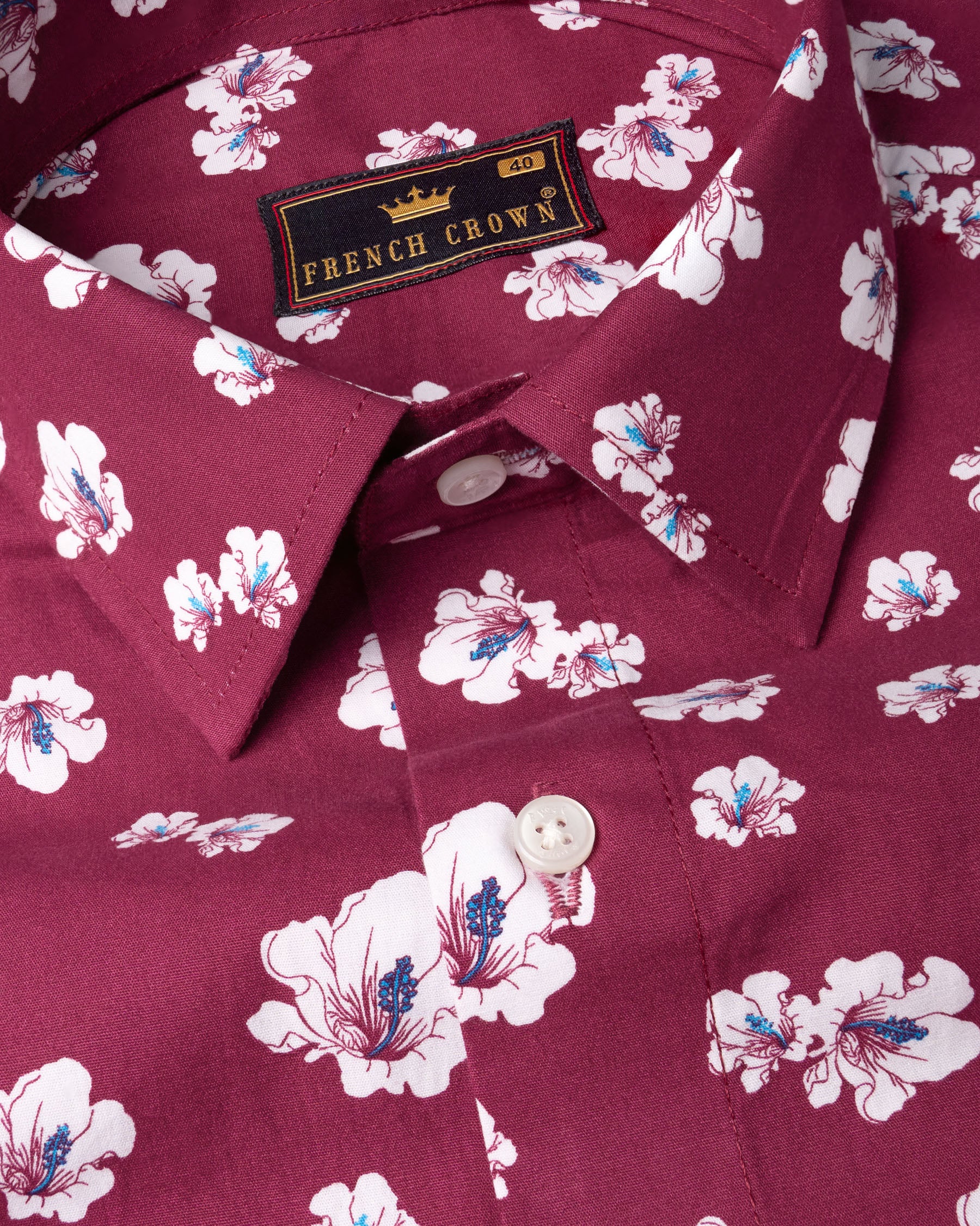 Camelot Red Floral Printed Twill Premium Cotton Shirt 6300-38, 6300-H-38, 6300-39, 6300-H-39, 6300-40, 6300-H-40, 6300-42, 6300-H-42, 6300-44, 6300-H-44, 6300-46, 6300-H-46, 6300-48, 6300-H-48, 6300-50, 6300-H-50, 6300-52, 6300-H-52