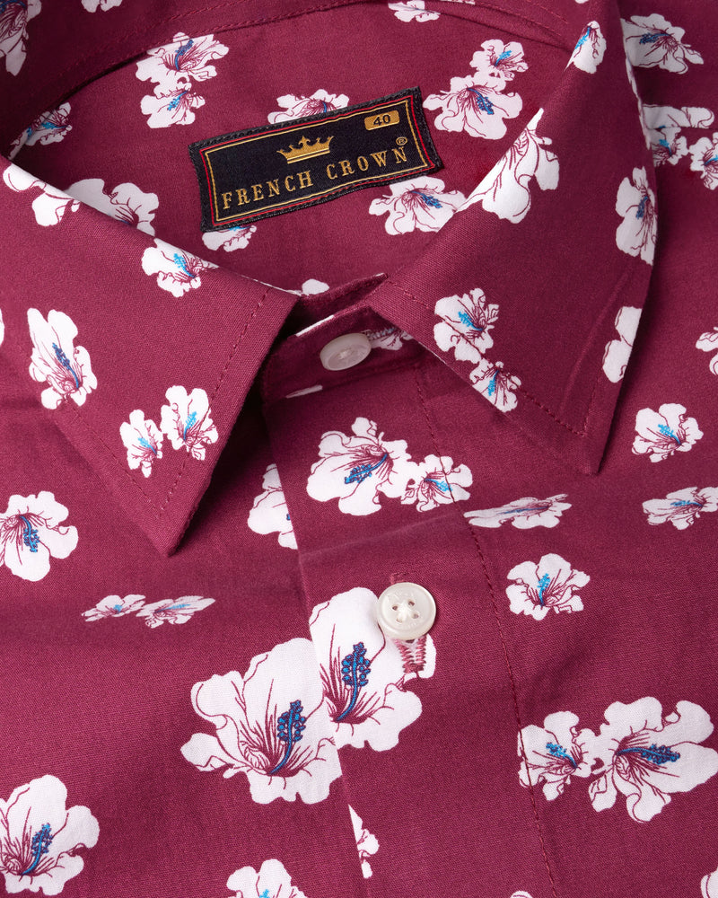 Camelot Red Floral Printed Twill Premium Cotton Shirt 6300-38, 6300-H-38, 6300-39, 6300-H-39, 6300-40, 6300-H-40, 6300-42, 6300-H-42, 6300-44, 6300-H-44, 6300-46, 6300-H-46, 6300-48, 6300-H-48, 6300-50, 6300-H-50, 6300-52, 6300-H-52