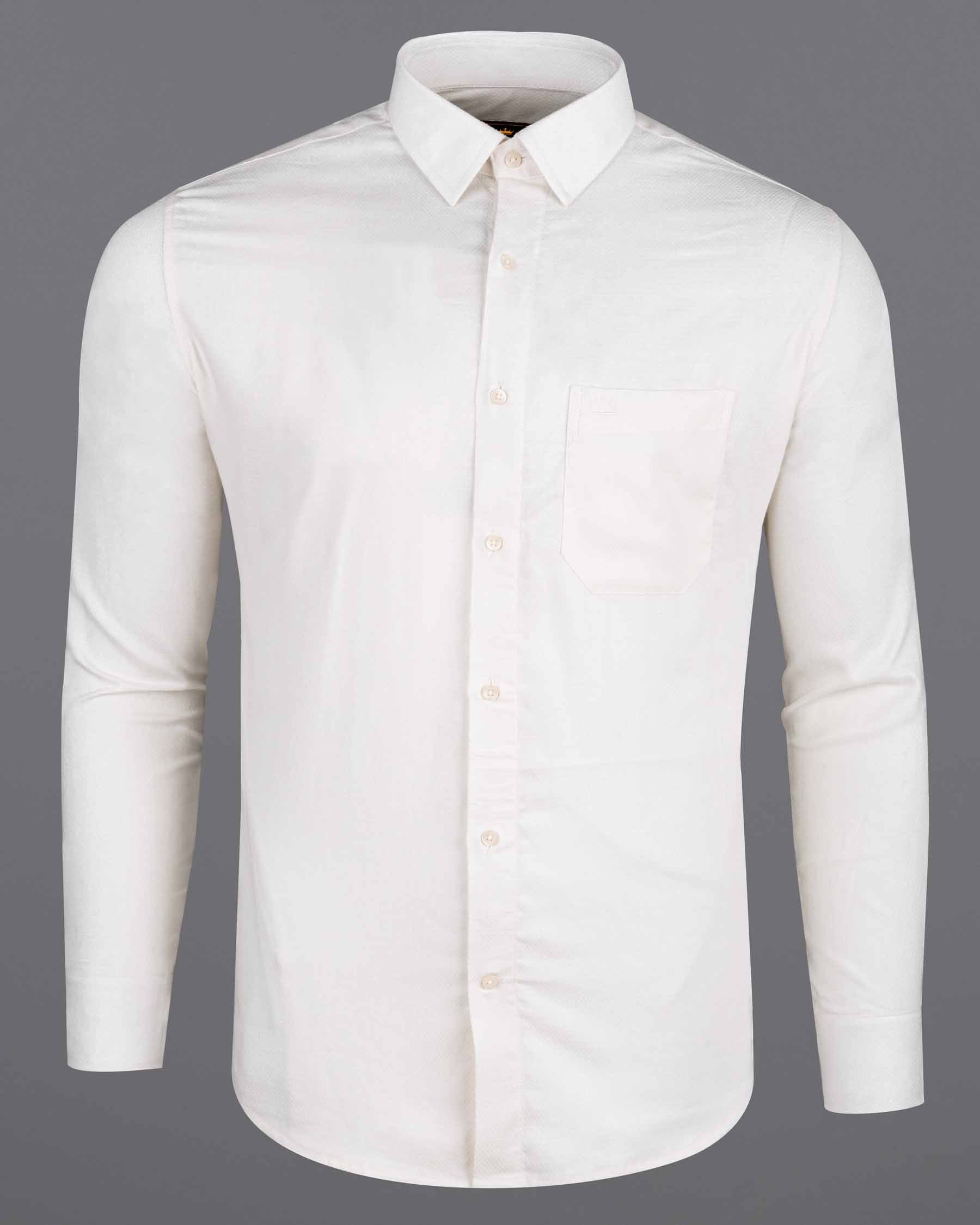 Milky White Formal Textured Premium Cotton Shirt For Men