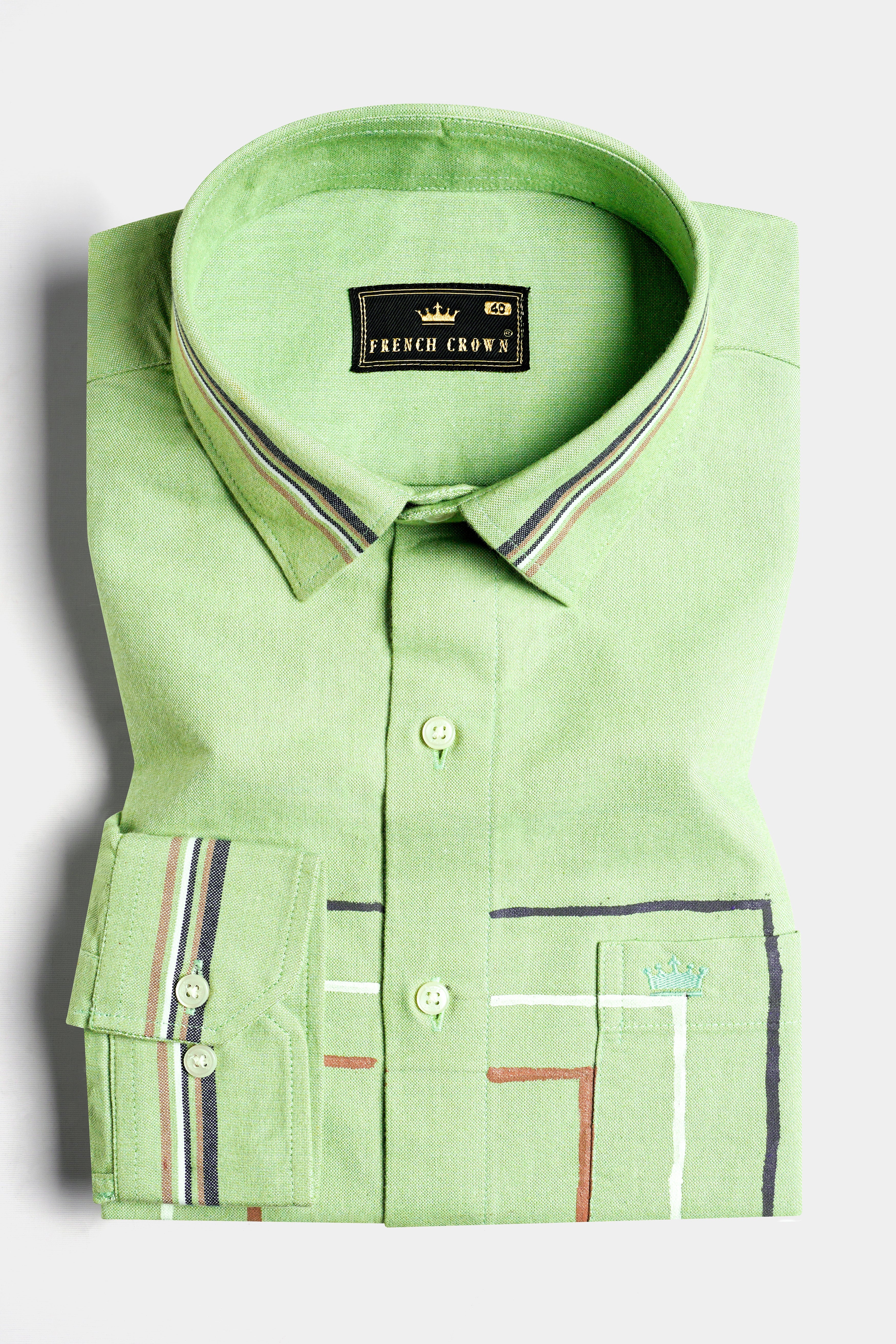 Sprout Green Multicolour Hand Painted Royal Oxford Designer Shirt 6365-ART-38, 6365-ART-H-38, 6365-ART-39, 6365-ART-H-39, 6365-ART-40, 6365-ART-H-40, 6365-ART-42, 6365-ART-H-42, 6365-ART-44, 6365-ART-H-44, 6365-ART-46, 6365-ART-H-46, 6365-ART-48, 6365-ART-H-48, 6365-ART-50, 6365-ART-H-50, 6365-ART-52, 6365-ART-H-52