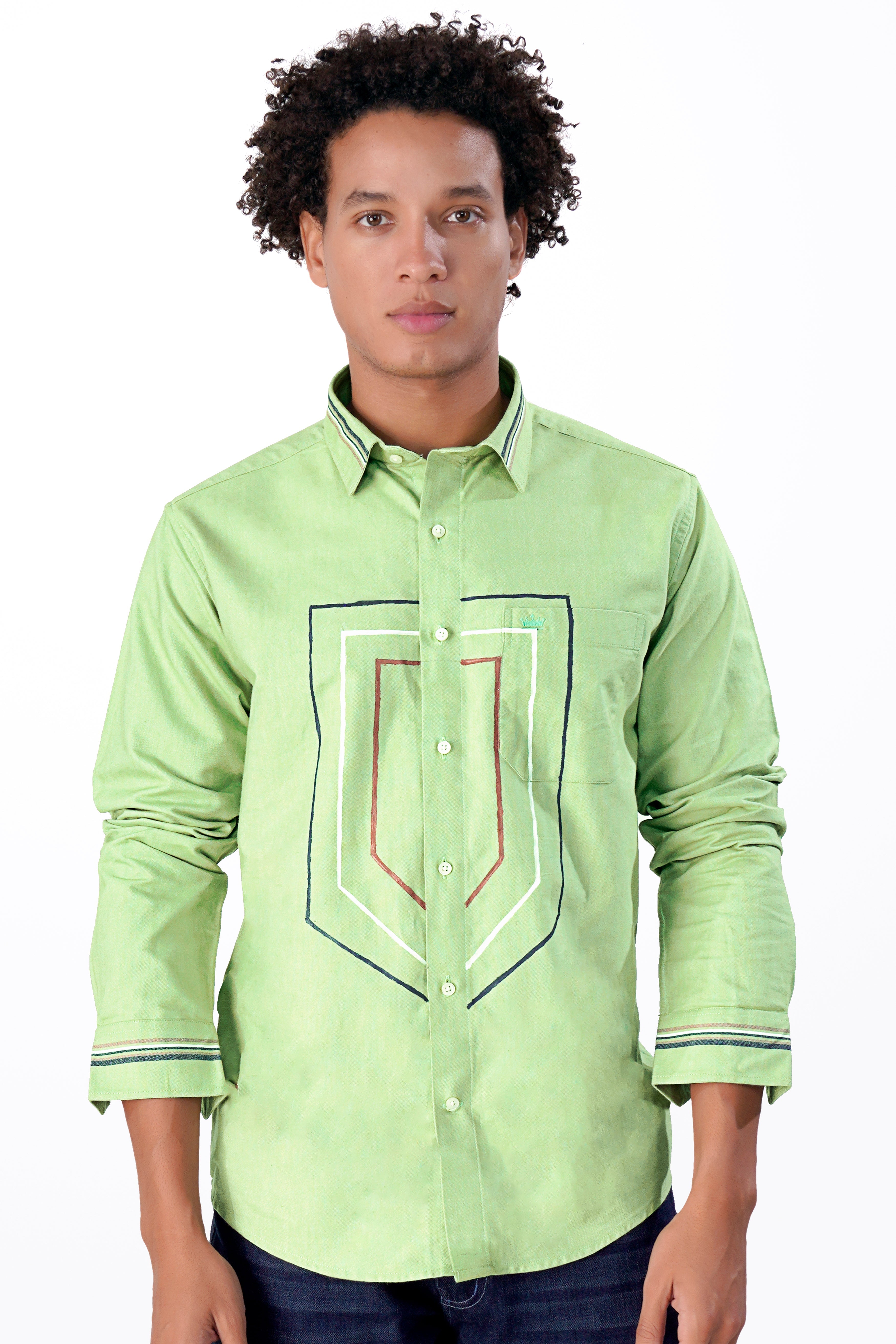 Sprout Green Multicolour Hand Painted Royal Oxford Designer Shirt 6365-ART-38, 6365-ART-H-38, 6365-ART-39, 6365-ART-H-39, 6365-ART-40, 6365-ART-H-40, 6365-ART-42, 6365-ART-H-42, 6365-ART-44, 6365-ART-H-44, 6365-ART-46, 6365-ART-H-46, 6365-ART-48, 6365-ART-H-48, 6365-ART-50, 6365-ART-H-50, 6365-ART-52, 6365-ART-H-52