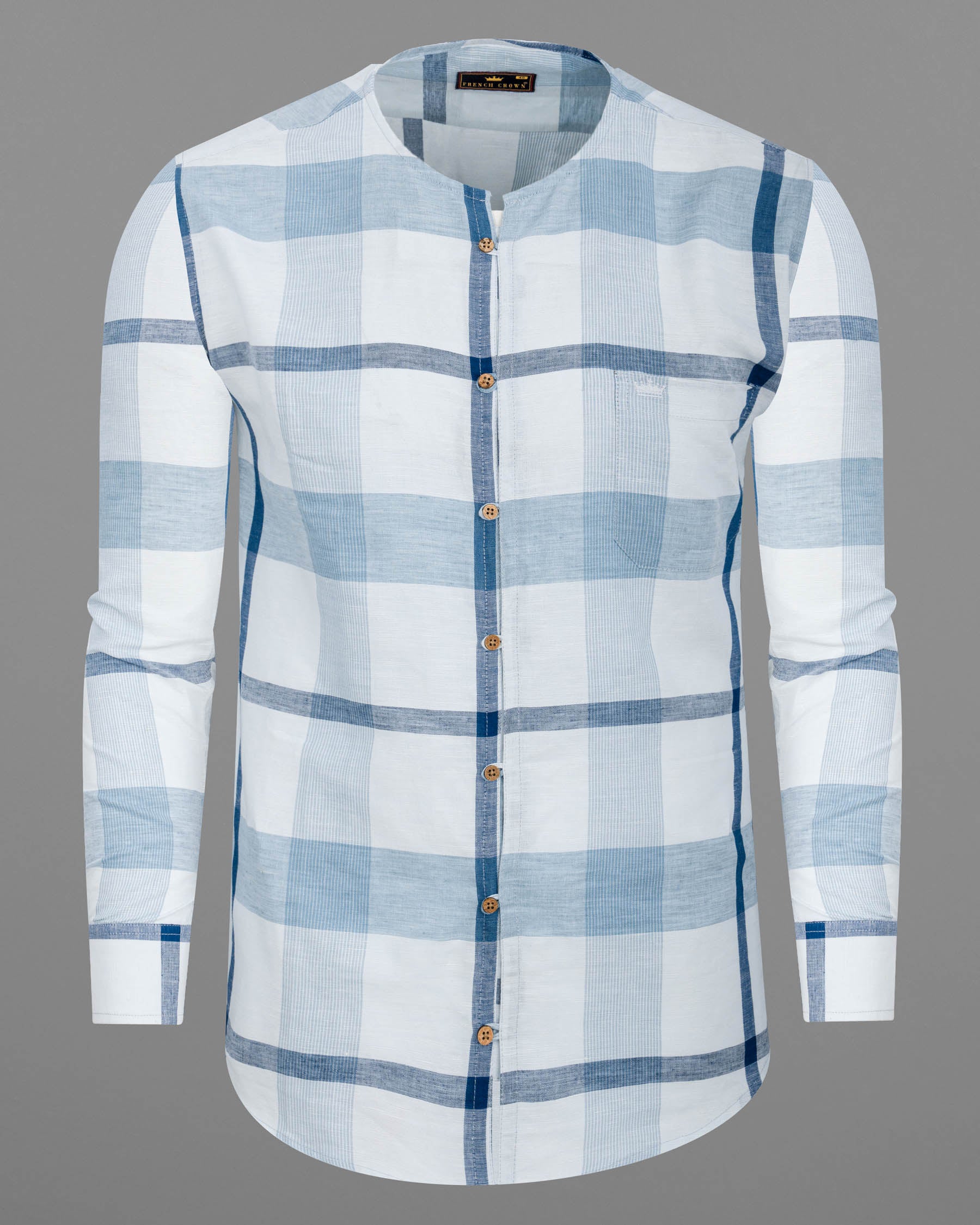 Sky Plaid Luxurious Linen Kurta Shirt