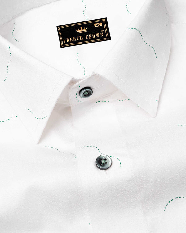 Bright White Super Soft Arc Printed Premium Cotton Shirt