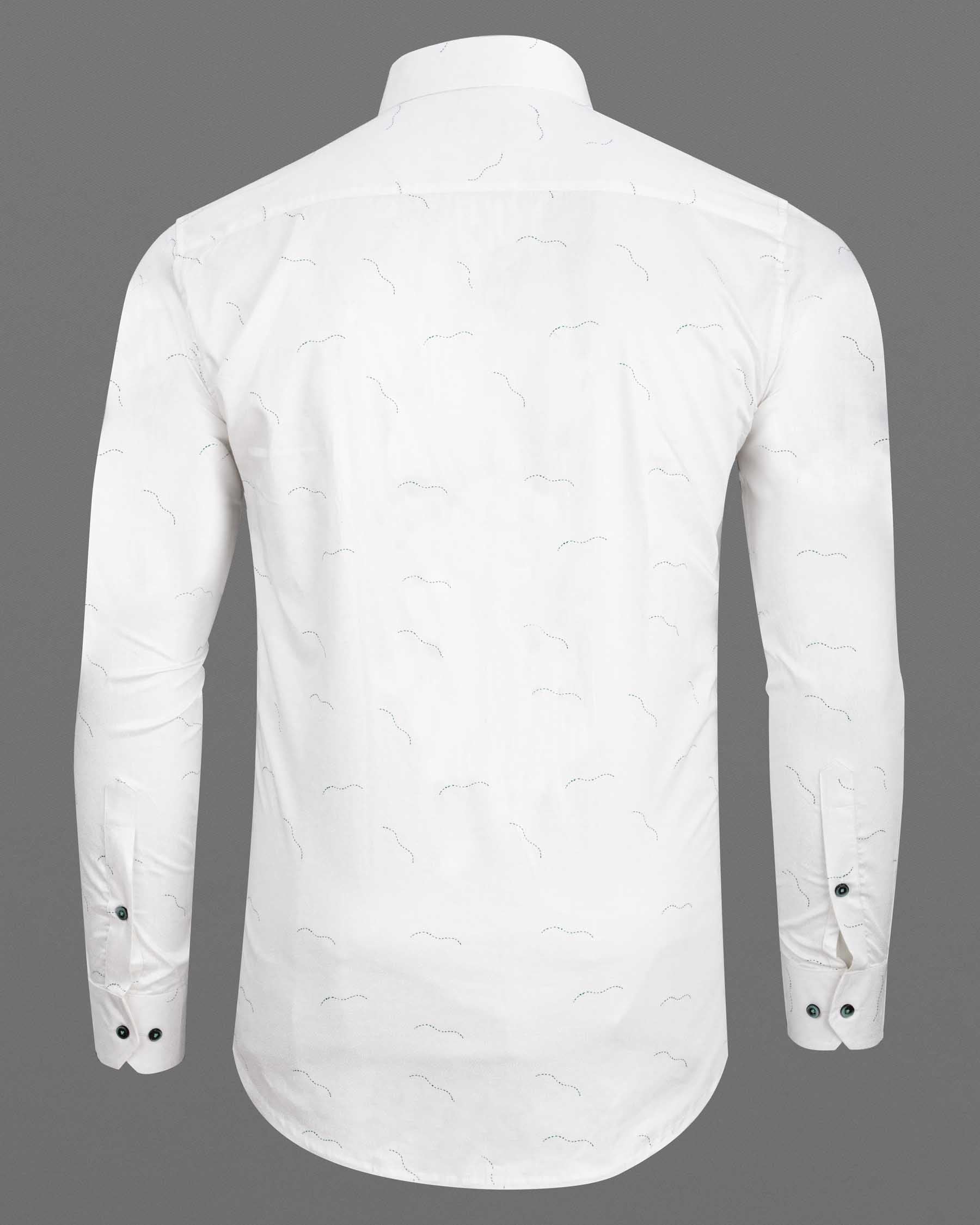 Bright White Super Soft Arc Printed Premium Cotton Shirt