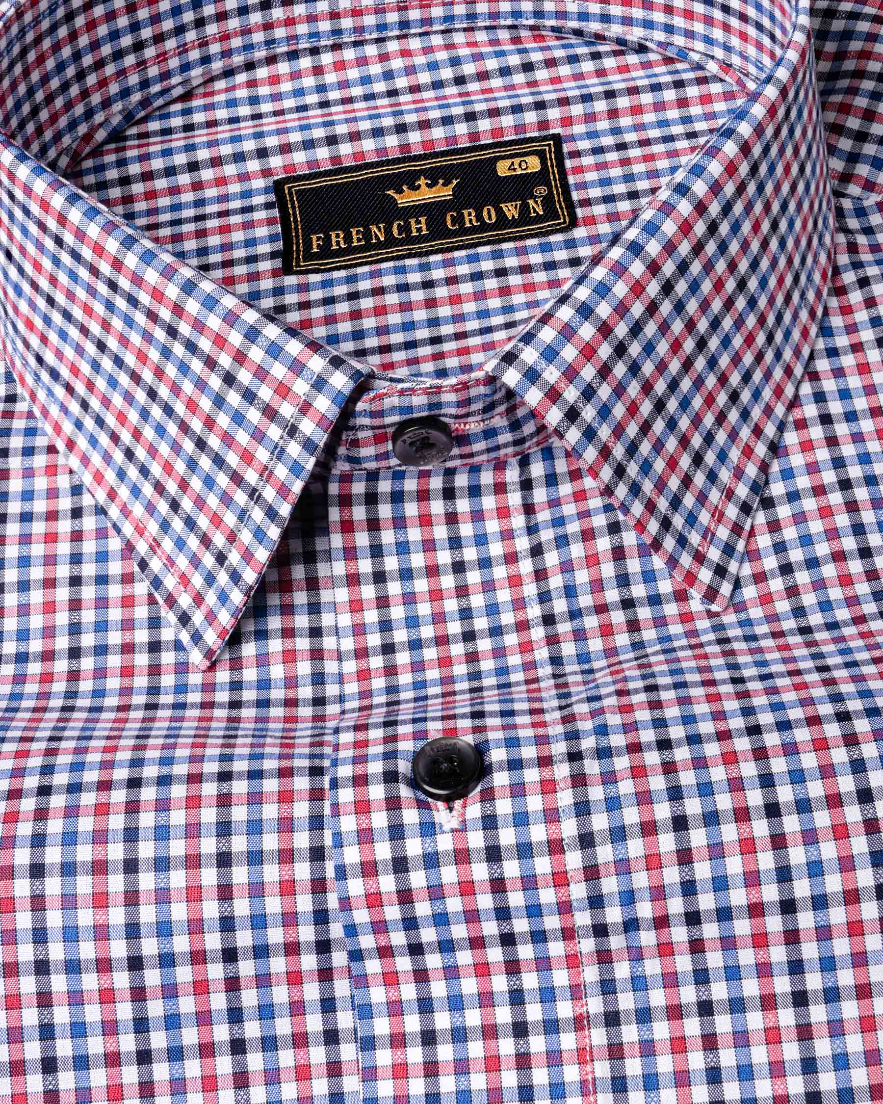 Bright White Multicolour Plaid Premium Cotton Shirt