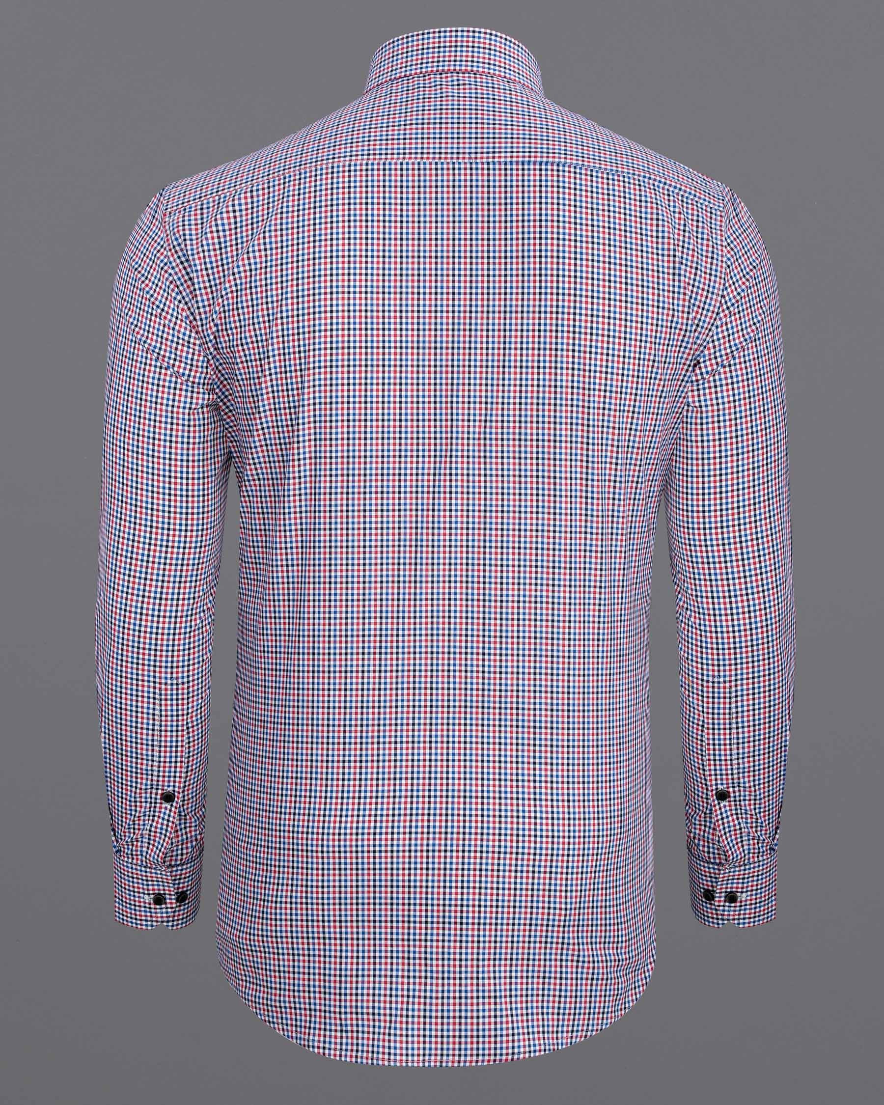 Bright White Multicolour Plaid Premium Cotton Shirt