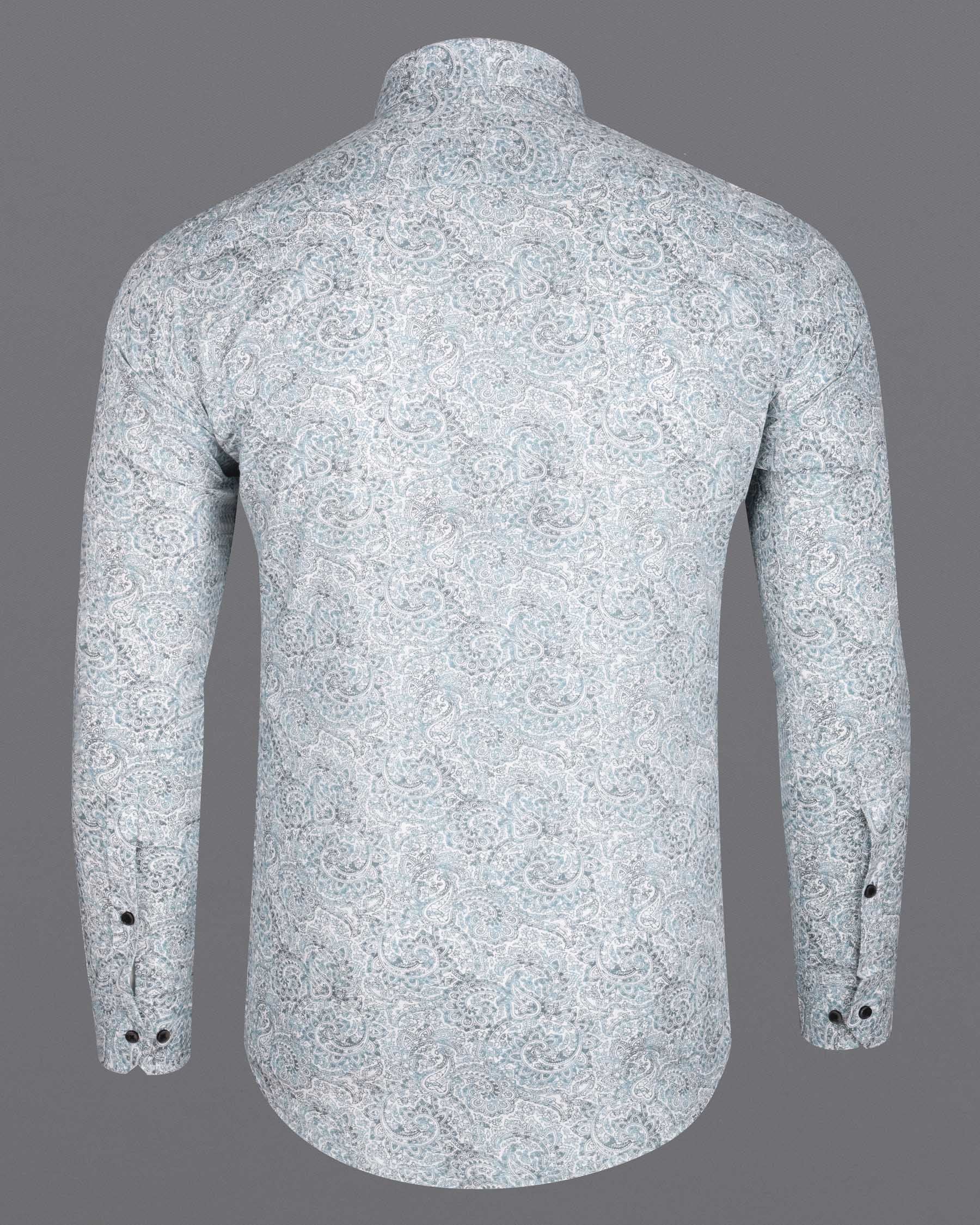 Bright White Paisleys Printed Royal Oxford Shirt