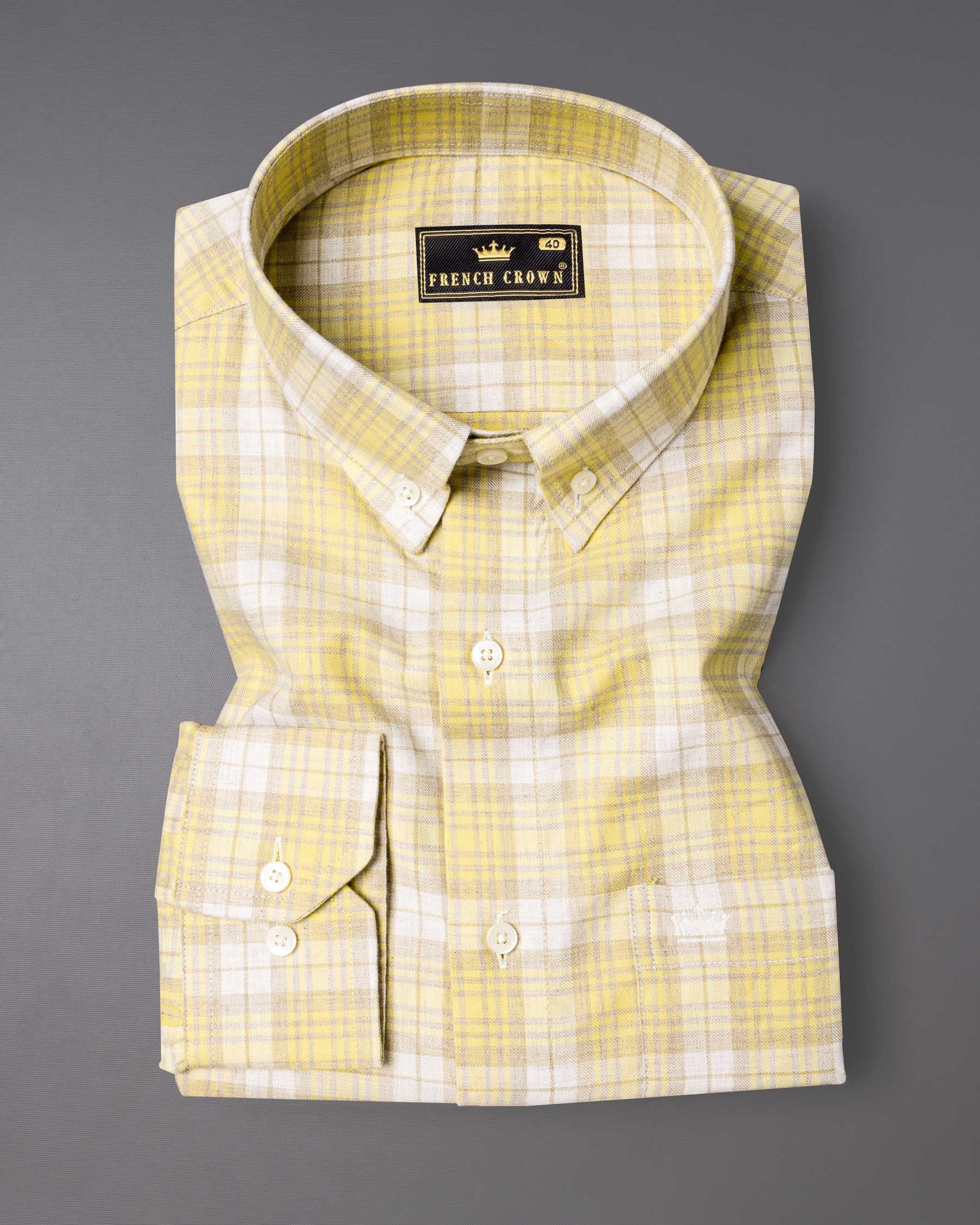 Goldenrod Twill Plaid Premium Cotton Shirt