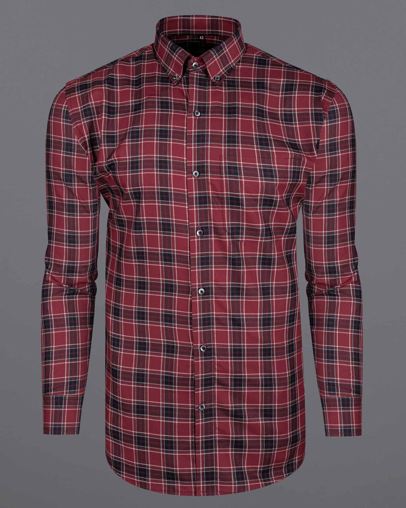 Copper Rust Twill Plaid Premium Cotton Shirt