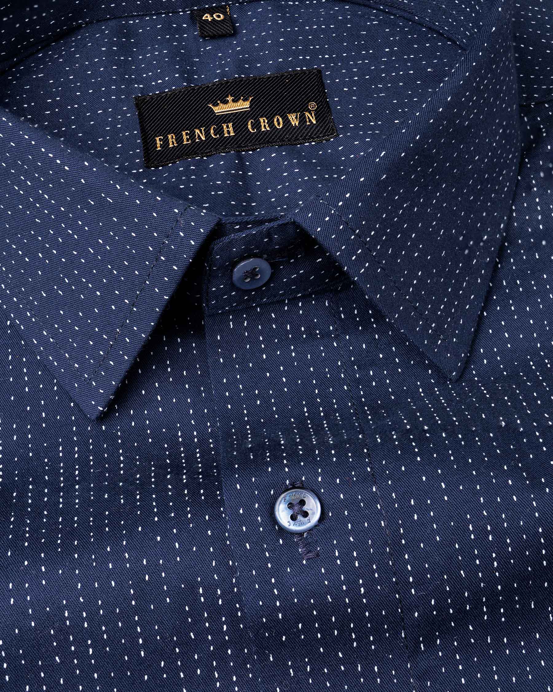 Tuna Blue Textured Twill Premium Cotton Shirt