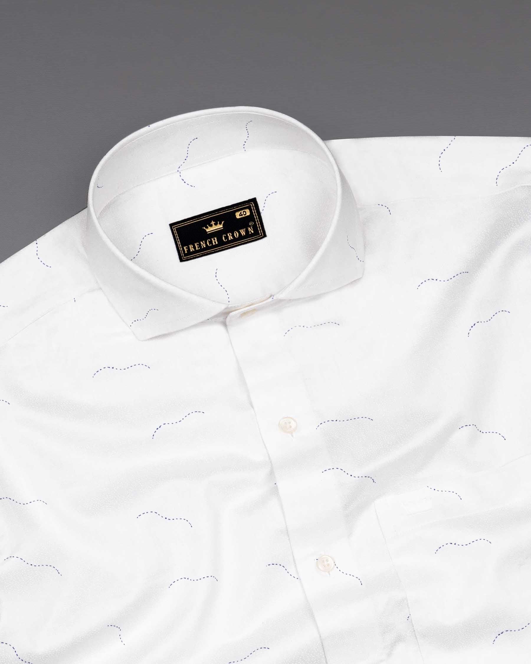 Bright White Arc Printed Super Soft Premium Cotton Shirt