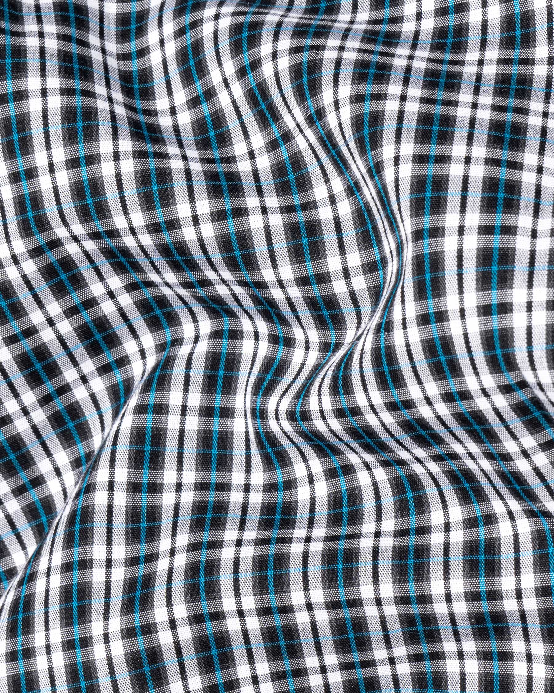 Black and Pacific Blue Plaid Premium Cotton Shirt