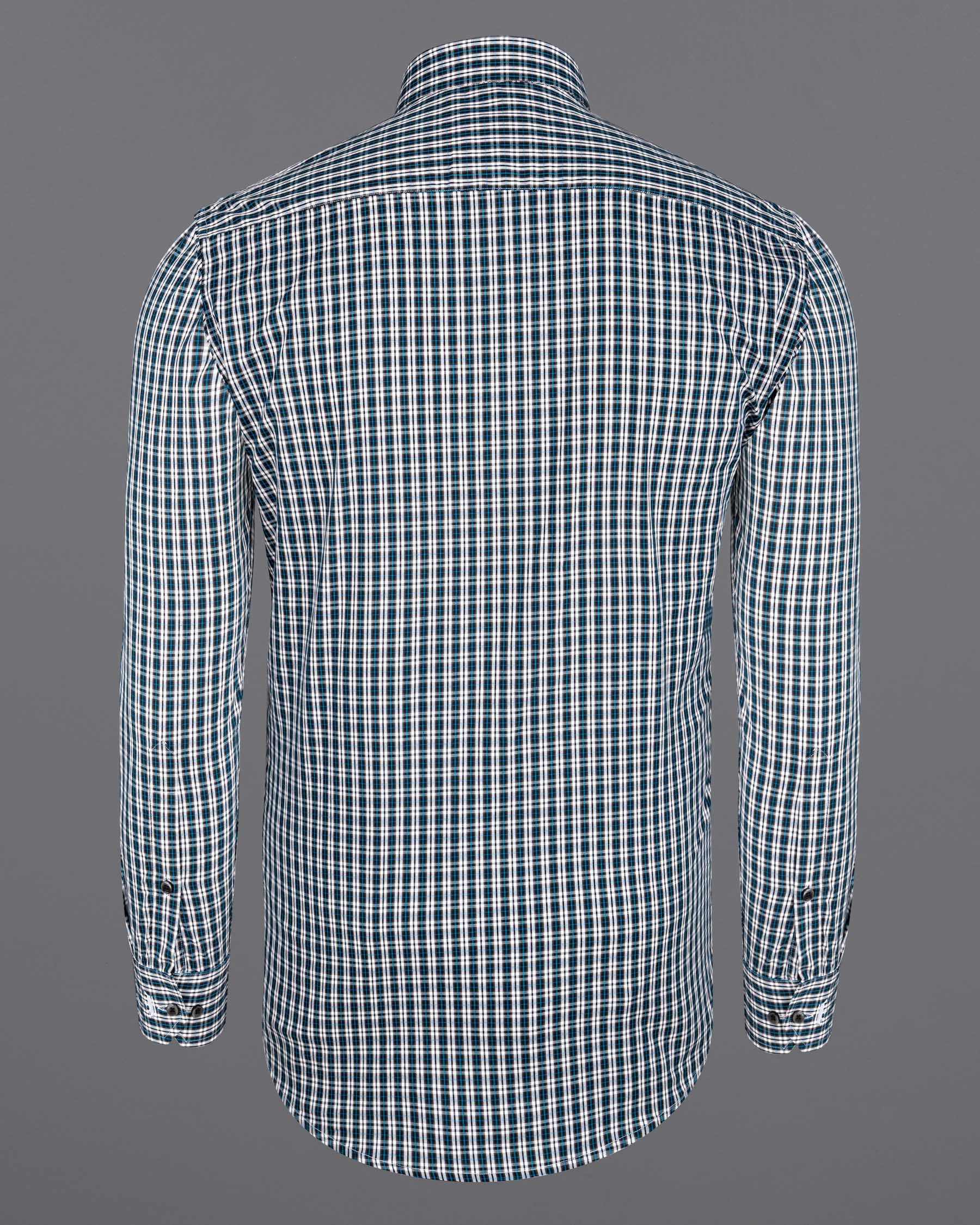 Black and Pacific Blue Plaid Premium Cotton Shirt