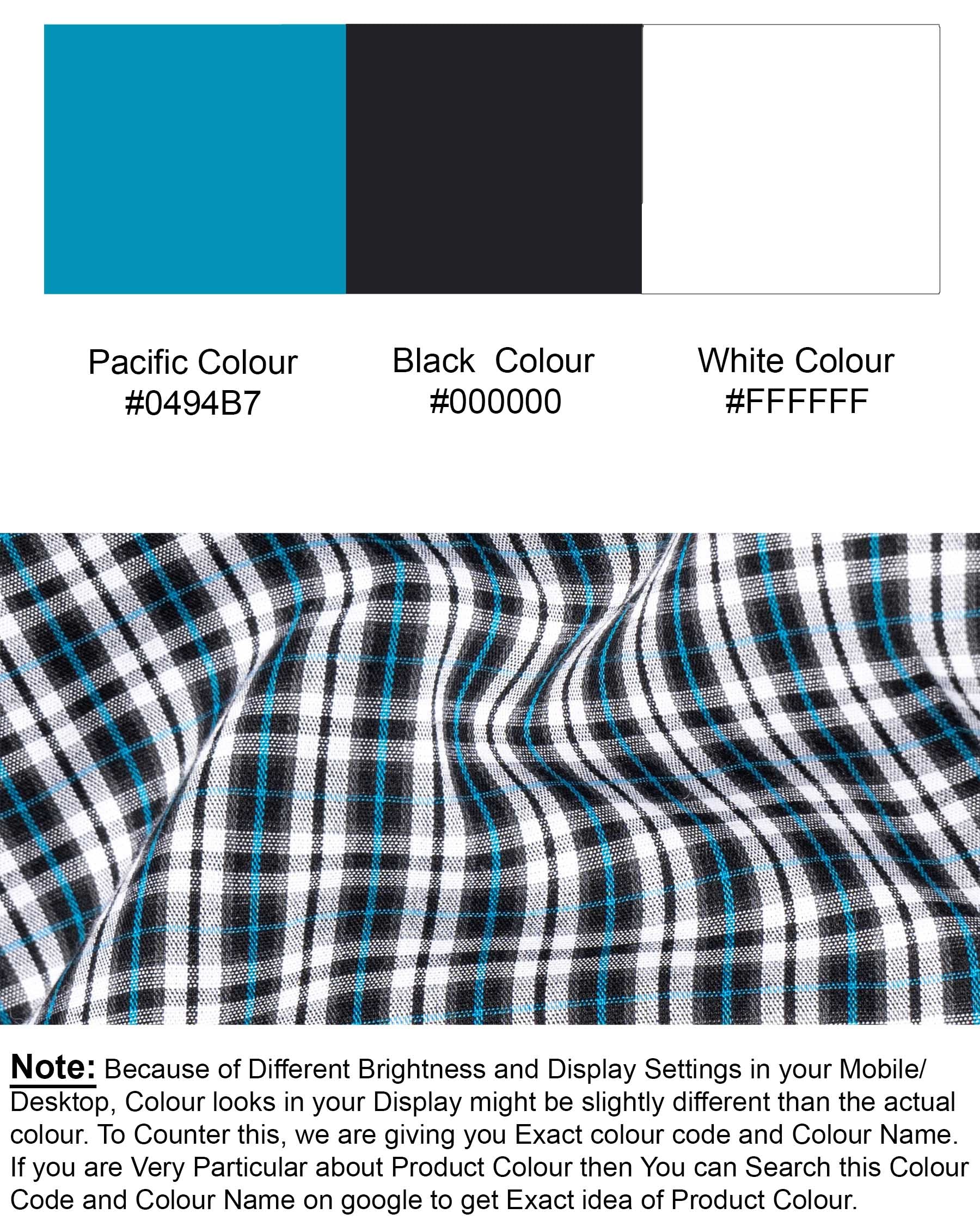 Black and Pacific Blue Plaid Premium Cotton Shirt