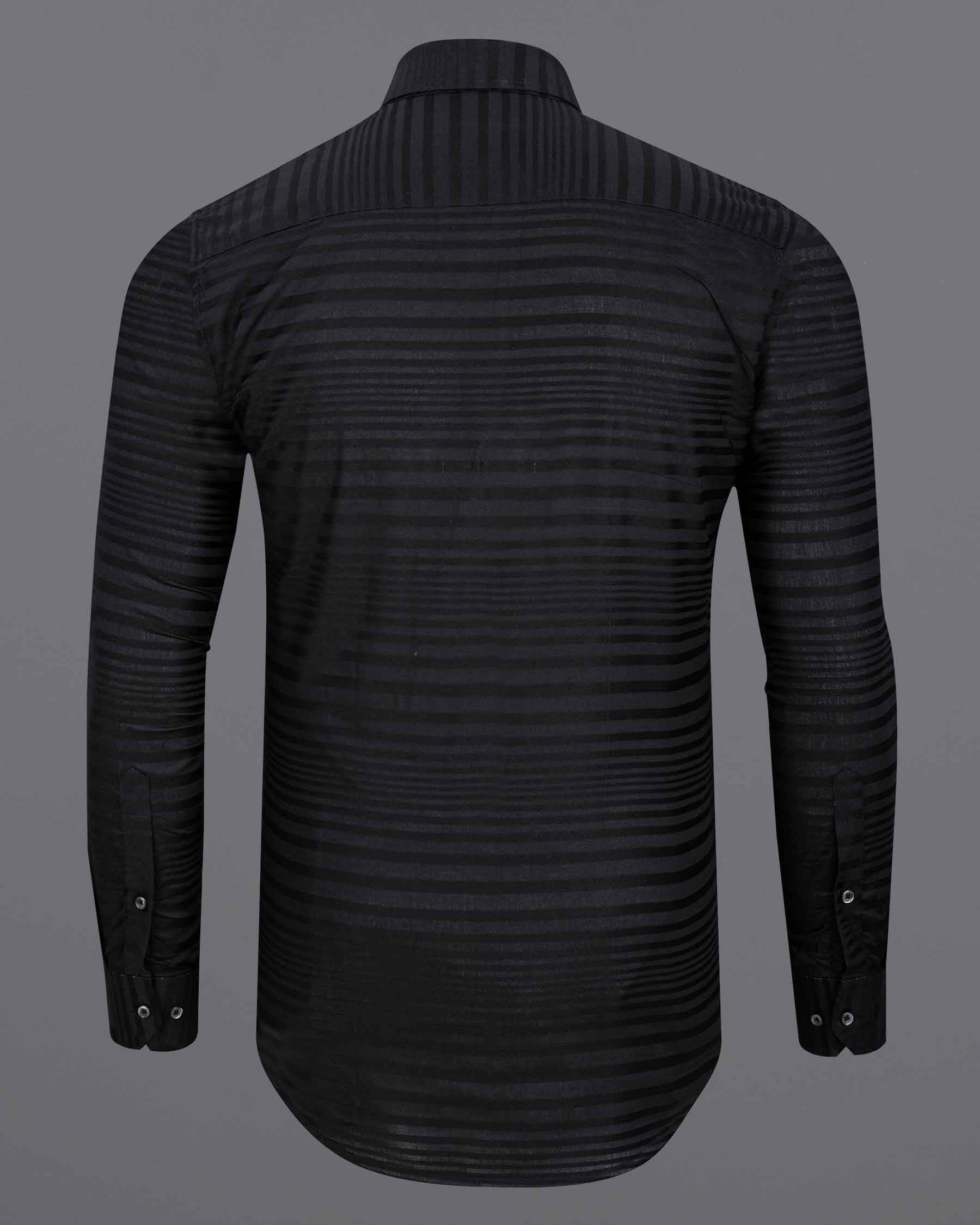 Jade Black Striped Dobby Textured Premium Giza Cotton Shirt  6437-BLK-38, 6437-BLK-H-38, 6437-BLK-39, 6437-BLK-H-39, 6437-BLK-40, 6437-BLK-H-40, 6437-BLK-42, 6437-BLK-H-42, 6437-BLK-44, 6437-BLK-H-44, 6437-BLK-46, 6437-BLK-H-46, 6437-BLK-48, 6437-BLK-H-48, 6437-BLK-50, 6437-BLK-H-50, 6437-BLK-52, 6437-BLK-H-52