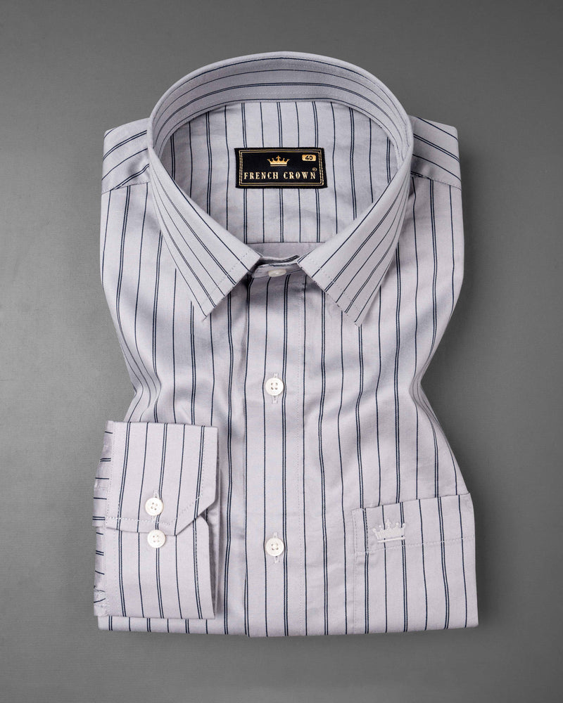 Ash Grey Striped Super Soft Premium Cotton Shirt