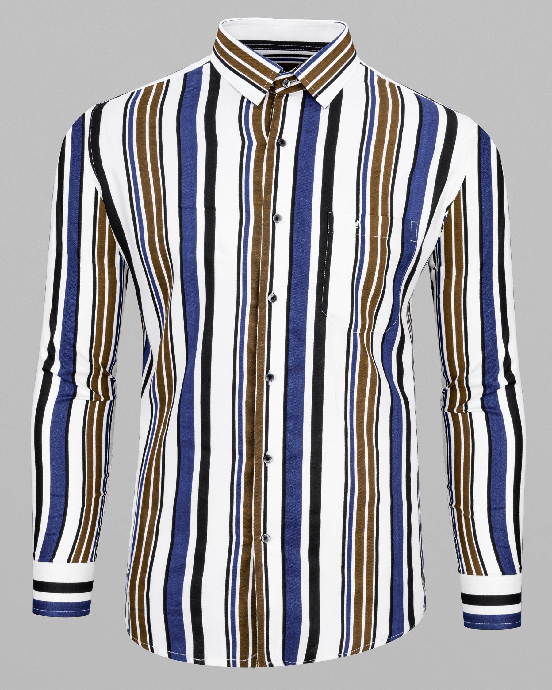 Bright White with Multicolour Stripes Premium Tencel Shirt 6491-BLK-38, 6491-BLK-H-38, 6491-BLK-39, 6491-BLK-H-39, 6491-BLK-40, 6491-BLK-H-40, 6491-BLK-42, 6491-BLK-H-42, 6491-BLK-44, 6491-BLK-H-44, 6491-BLK-46, 6491-BLK-H-46, 6491-BLK-48, 6491-BLK-H-48, 6491-BLK-50, 6491-BLK-H-50, 6491-BLK-52, 6491-BLK-H-52