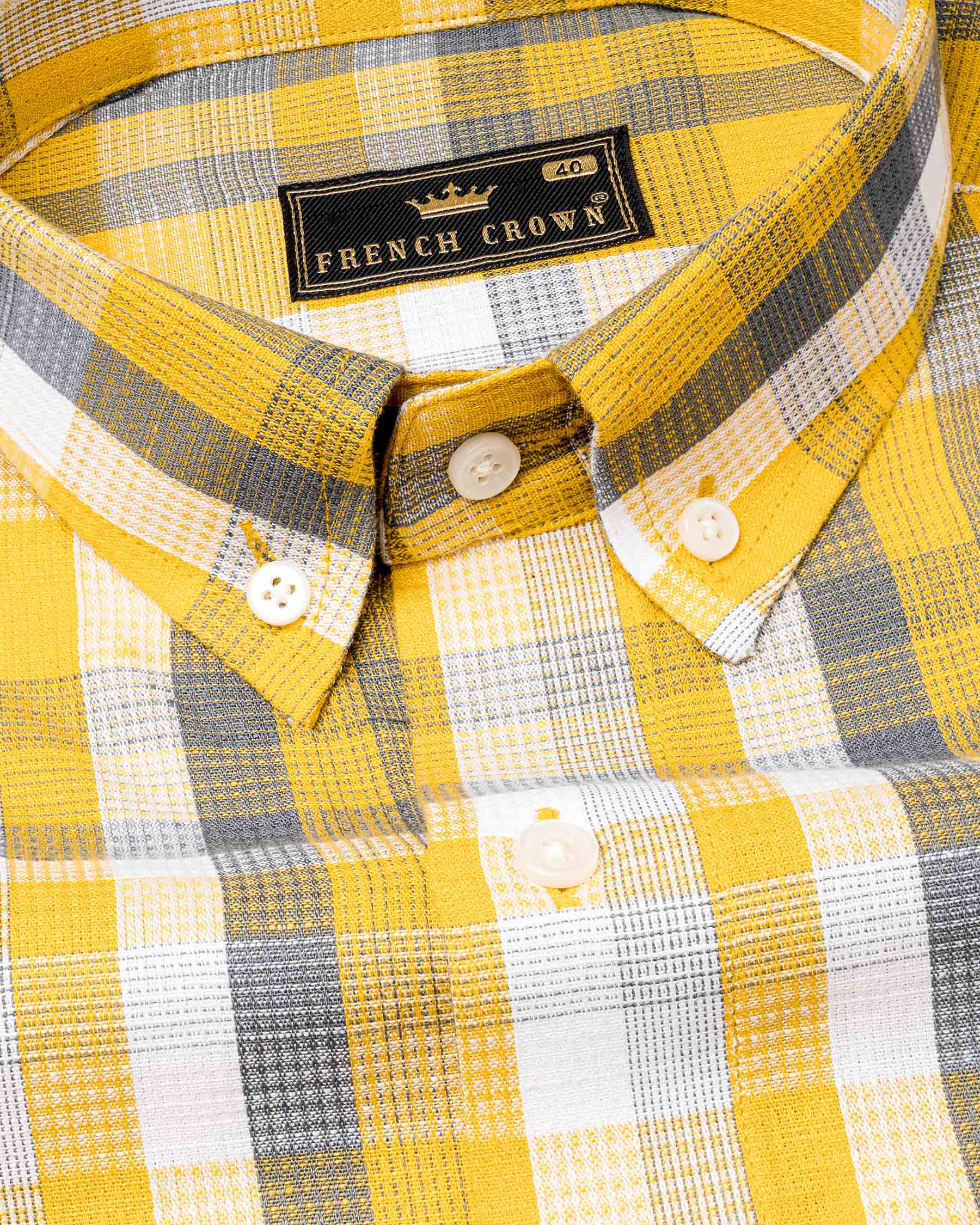Sunglow Yellow with Shuttle Gray Twill  Checkered Premium Cotton Shirt  6500-BD-38, 6500-BD-H-38, 6500-BD-39, 6500-BD-H-39, 6500-BD-40, 6500-BD-H-40, 6500-BD-42, 6500-BD-H-42, 6500-BD-44, 6500-BD-H-44, 6500-BD-46, 6500-BD-H-46, 6500-BD-48, 6500-BD-H-48, 6500-BD-50, 6500-BD-H-50, 6500-BD-52, 6500-BD-H-52