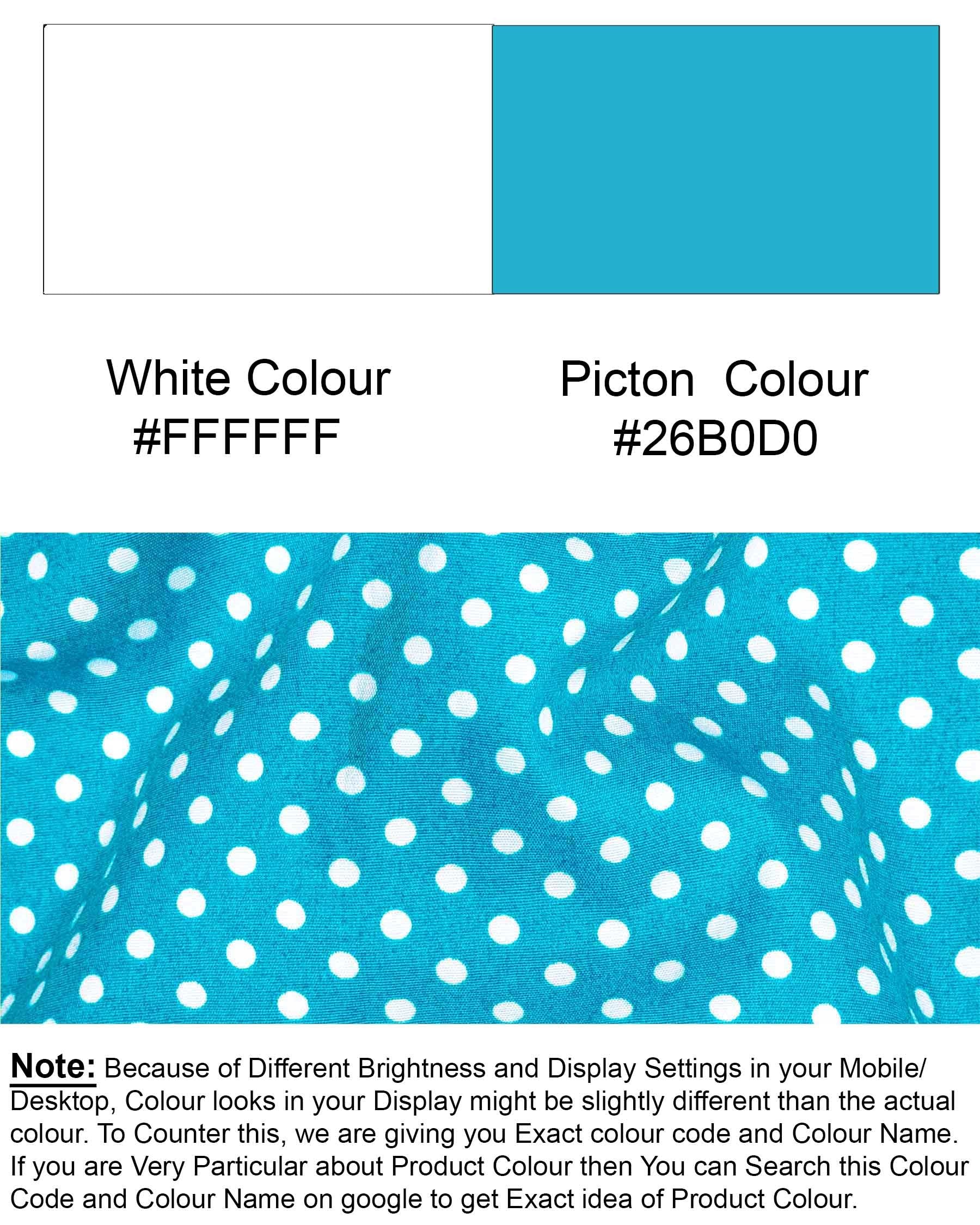 Pichon Blue Polka Dotted Premium Cotton Shirt