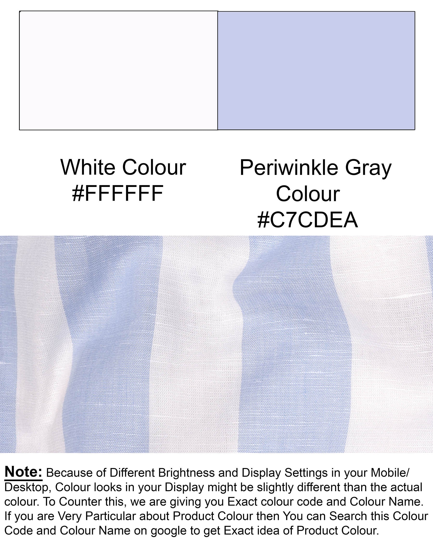 Bright White and Periwinkle Blue Thick Striped Luxurious Linen Shirt