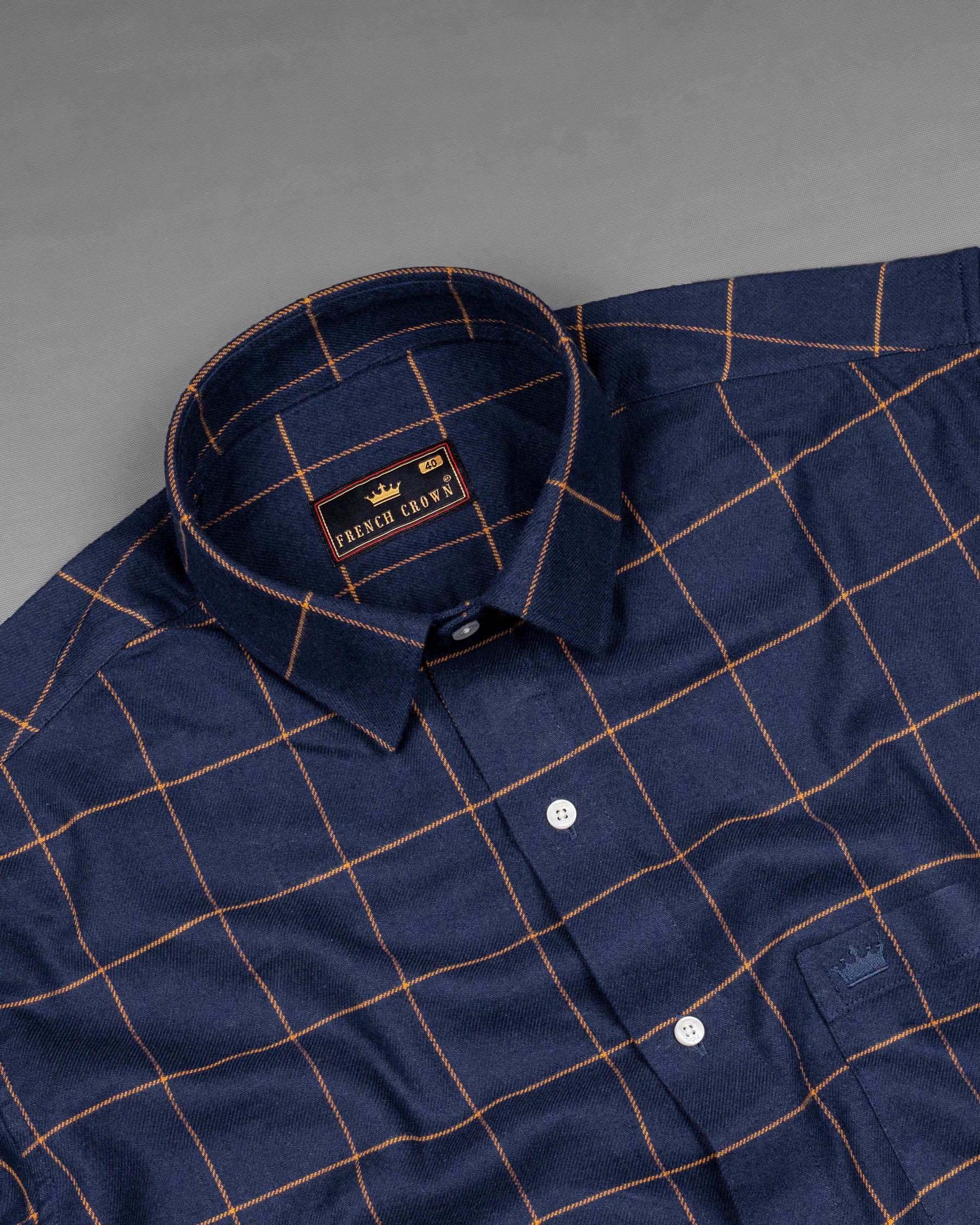 Ebony Clay Blue  Windowpane Heavyweight Flannel OverShirt/Shacket