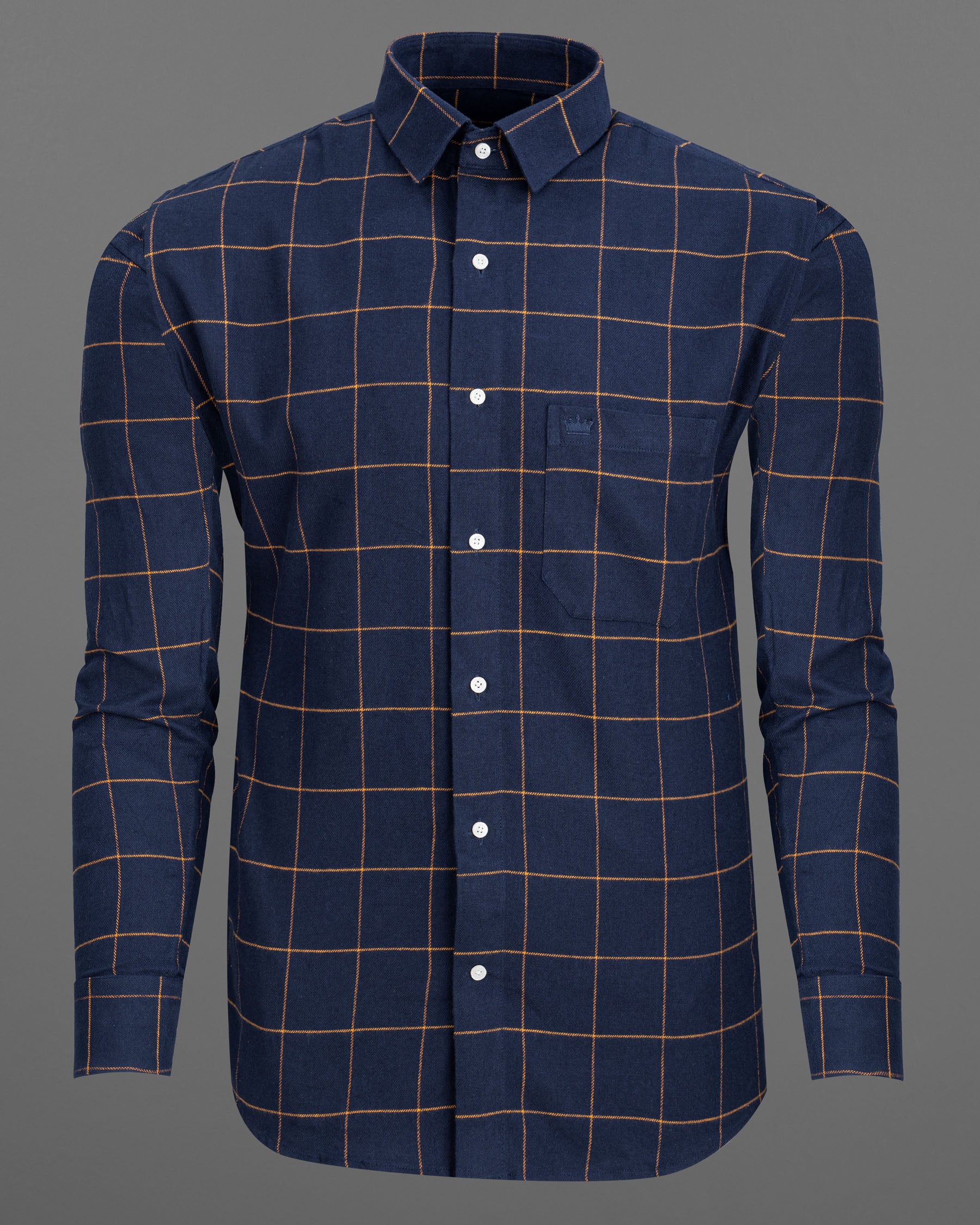 Ebony Clay Blue  Windowpane Heavyweight Flannel OverShirt/Shacket