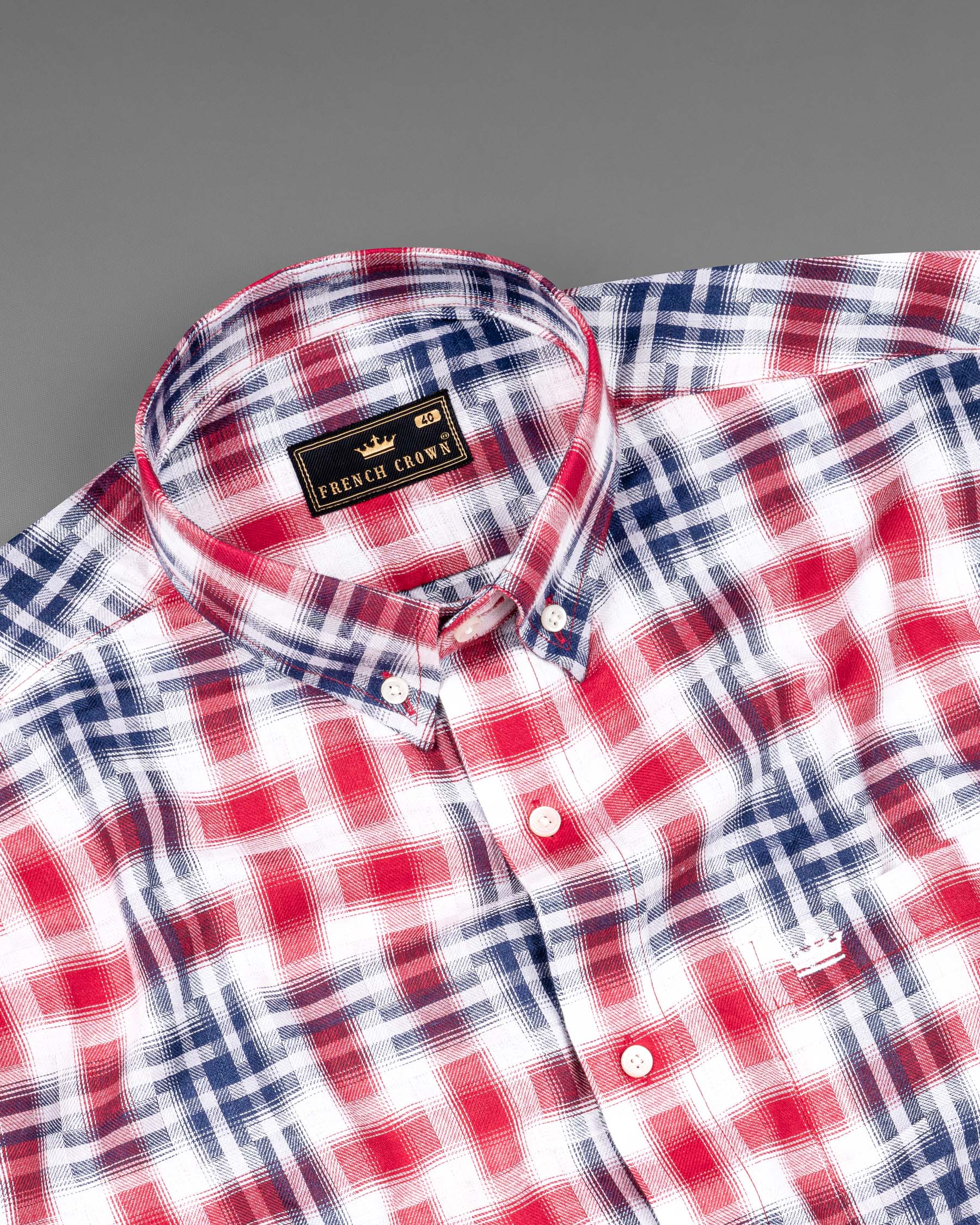 Radical Red and Kashmir Blue Checks-Plaid Casual Premium Cotton