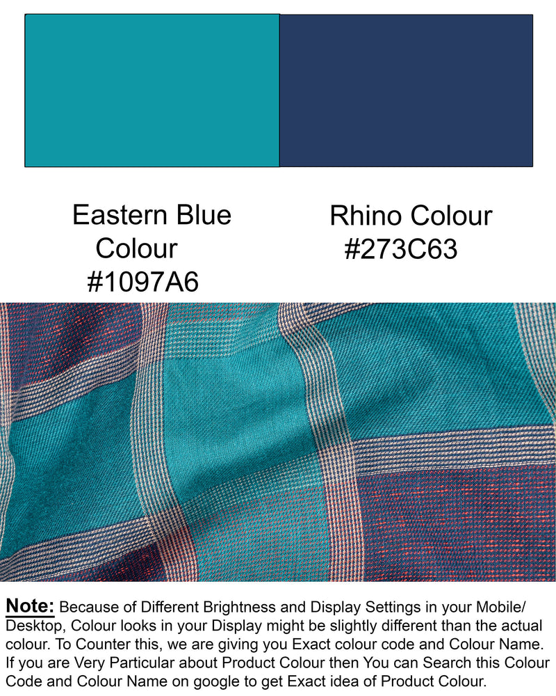 Eastern Blue and Rhino Blue Checkered Print Dobby Textured Premium Giza Cotton Shirt 6589-BD-38,6589-BD-H-38,6589-BD-39,6589-BD-H-39,6589-BD-40,6589-BD-H-40,6589-BD-42,6589-BD-H-42,6589-BD-44,6589-BD-H-44,6589-BD-46,6589-BD-H-46,6589-BD-48,6589-BD-H-48,6589-BD-50,6589-BD-H-50,6589-BD-52,6589-BD-H-52