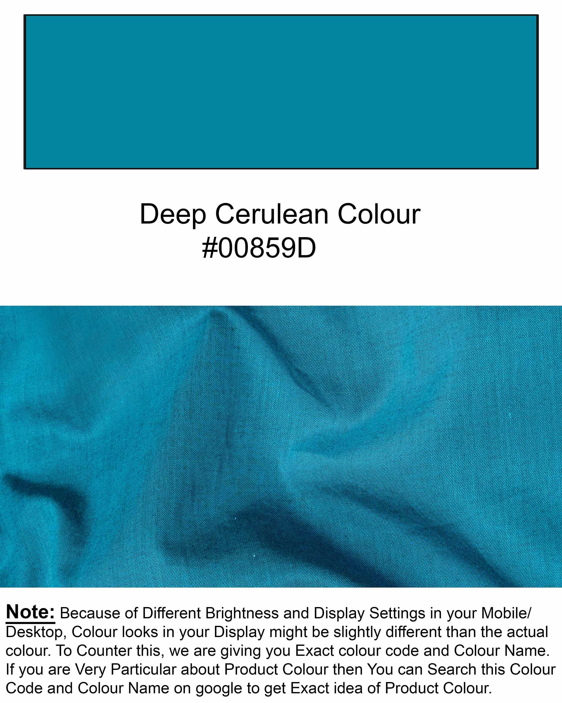 Deep Cerulean Blue Chambray Textured Premium Cotton Shirt
