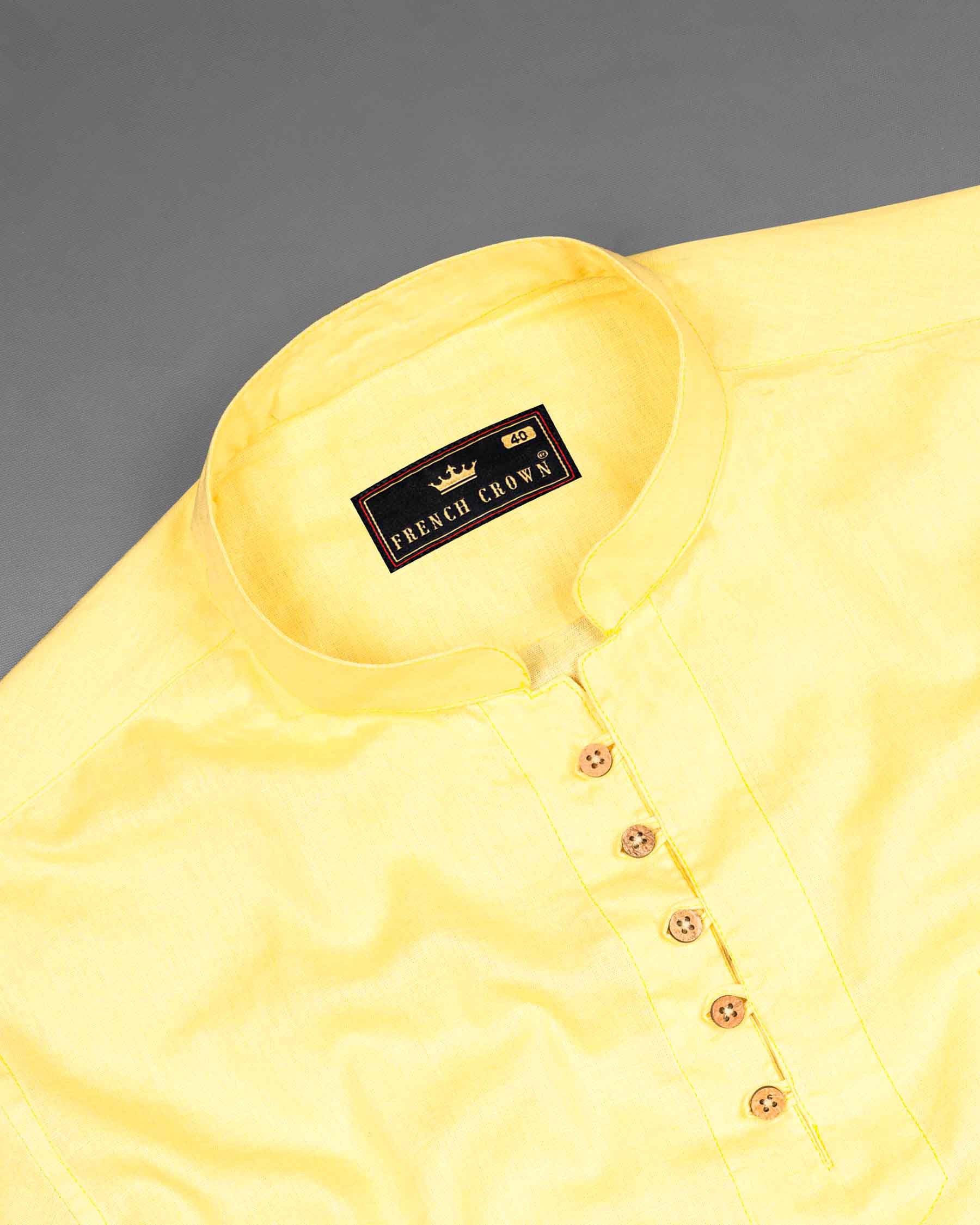 Sweet Corn Yellow Luxurious Linen Kurta Shirt