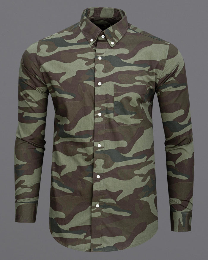 IRIDIUM BROWN WITH FLINT GREEN CAMOUFLAGE PREMIUM COTTON SHIRT