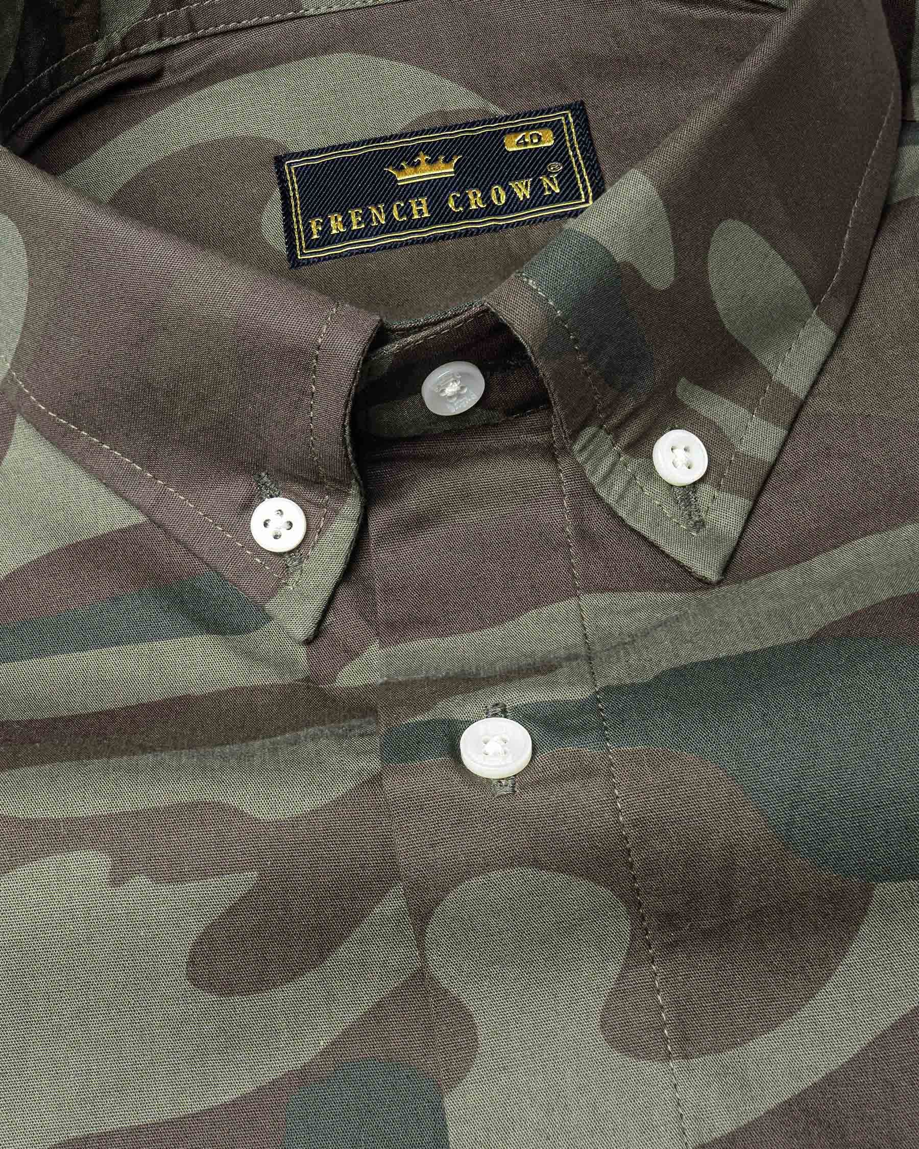 Iridium Brown with Flint Green Camouflage Premium Cotton Shirt