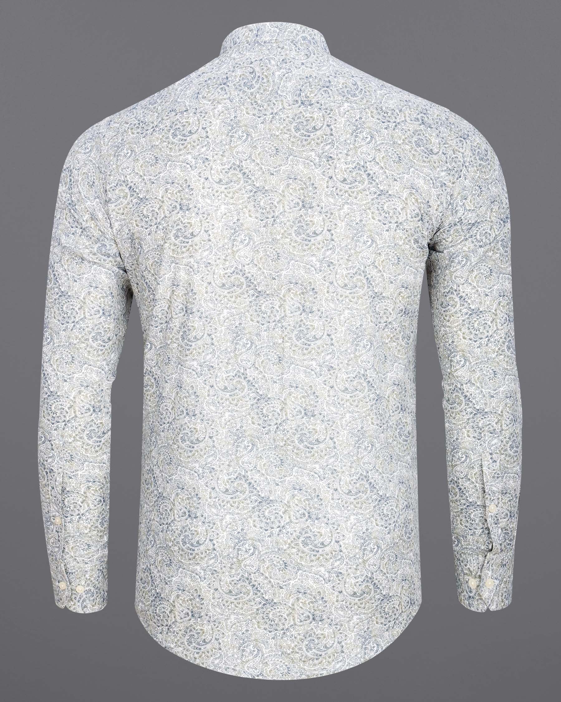 Bright White with Raven and Pumice Gray Paisley Printed Luxurious Linen Shirt 6634-M-38,6634-M-H-38,6634-M-39,6634-M-H-39,6634-M-40,6634-M-H-40,6634-M-42,6634-M-H-42,6634-M-44,6634-M-H-44,6634-M-46,6634-M-H-46,6634-M-48,6634-M-H-48,6634-M-50,6634-M-H-50,6634-M-52,6634-M-H-52