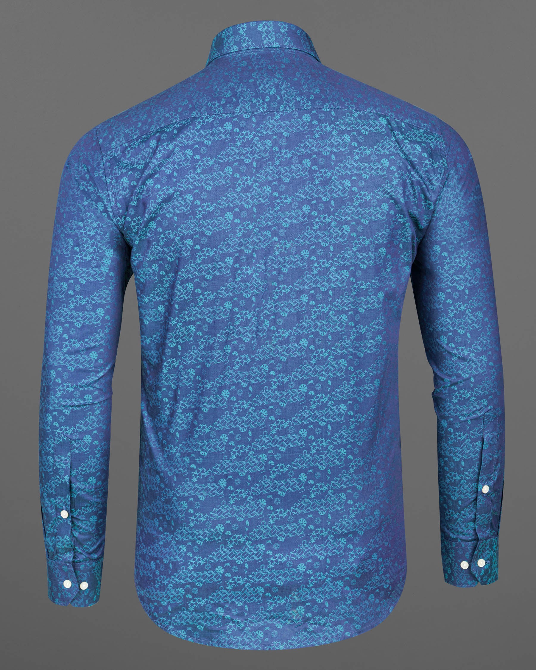 Twilight Blue Jacquard Textured Premium Giza Cotton Shirt