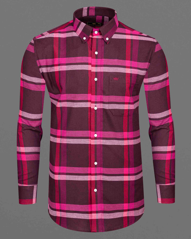 WINE BERRY WITH PLUM VELVET PLAID FLANNEL SHIRT