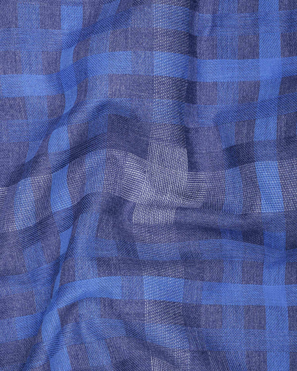 Glaucous Blue Plaid Twill Textured Premium Cotton Shirt 6680-38,6680-H-38,6680-39,6680-H-39,6680-40,6680-H-40,6680-42,6680-H-42,6680-44,6680-H-44,6680-46,6680-H-46,6680-48,6680-H-48,6680-50,6680-H-50,6680-52,6680-H-52