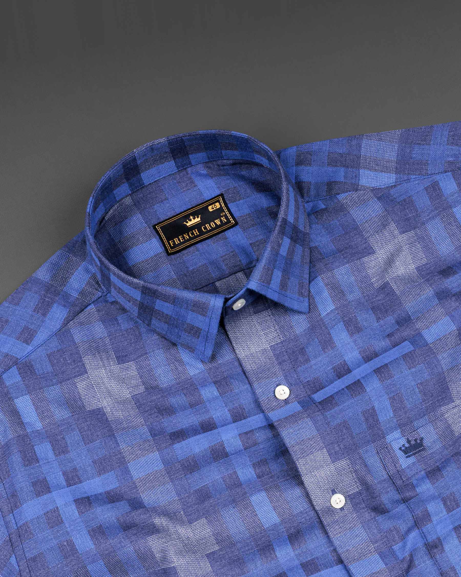 Glaucous Blue Plaid Twill Textured Premium Cotton Shirt 6680-38,6680-H-38,6680-39,6680-H-39,6680-40,6680-H-40,6680-42,6680-H-42,6680-44,6680-H-44,6680-46,6680-H-46,6680-48,6680-H-48,6680-50,6680-H-50,6680-52,6680-H-52