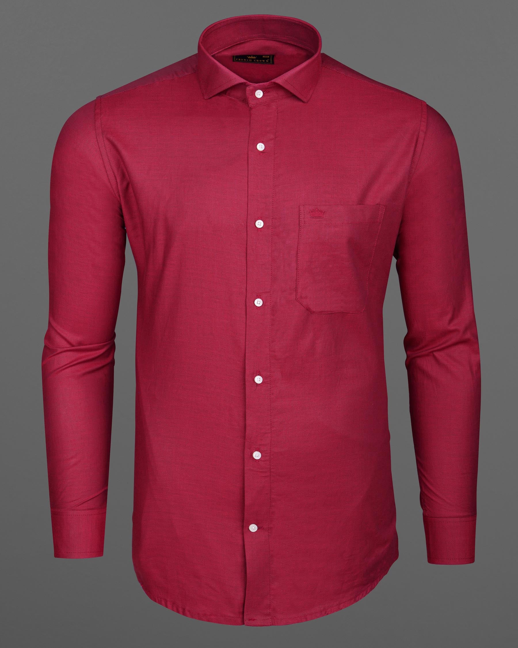 Light Burgundy Dobby Textured Premium Giza Cotton Shirt