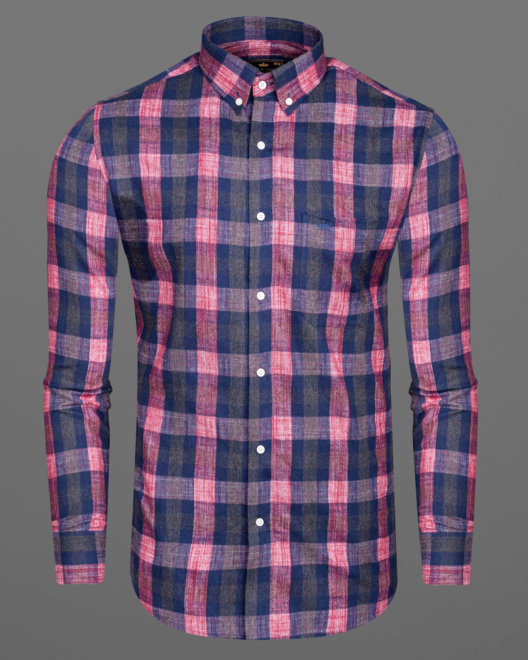 Hippie Pink and Cloud Burst Plaid Flannel Shirt