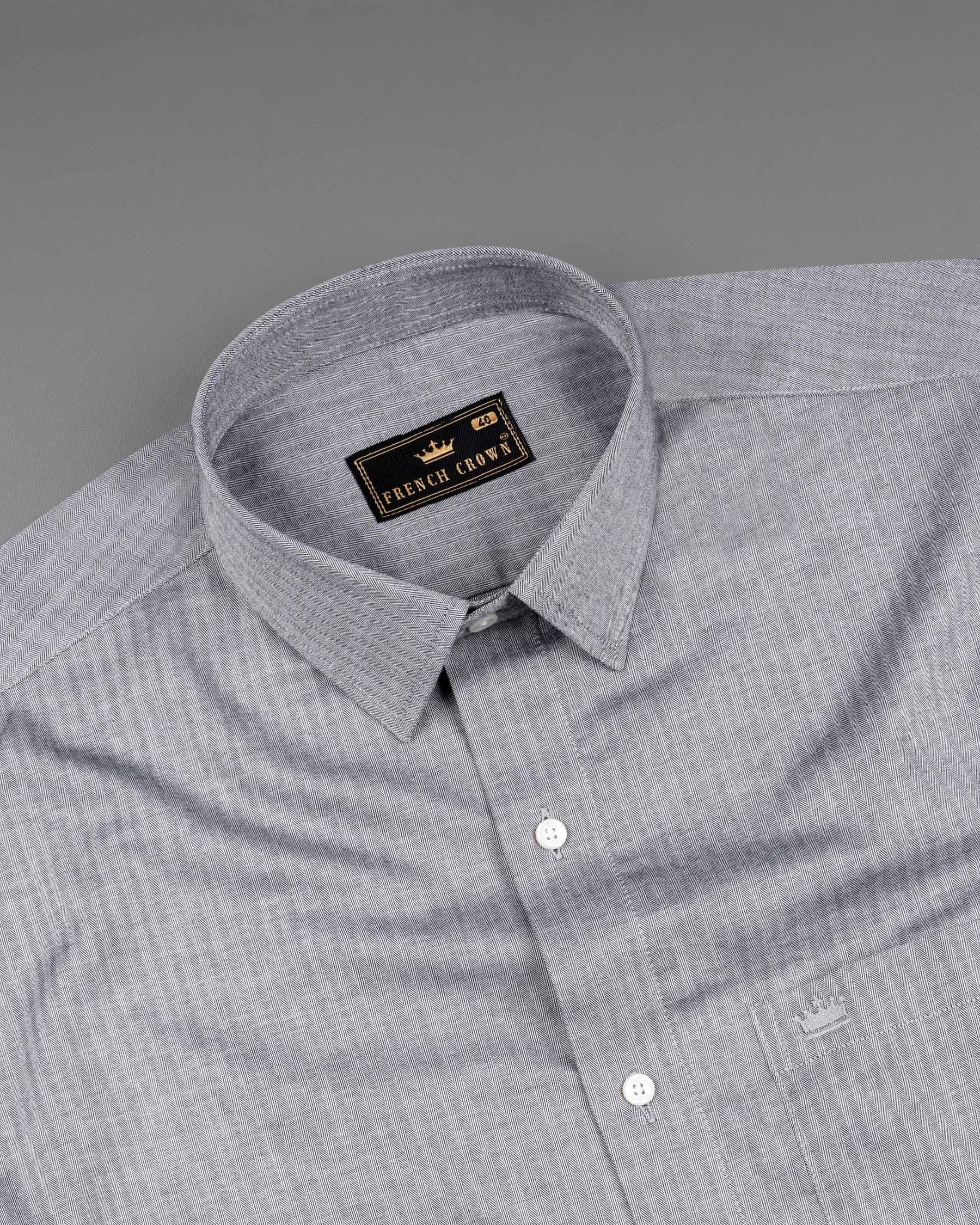 French Gray Striped Herringbone Shirt